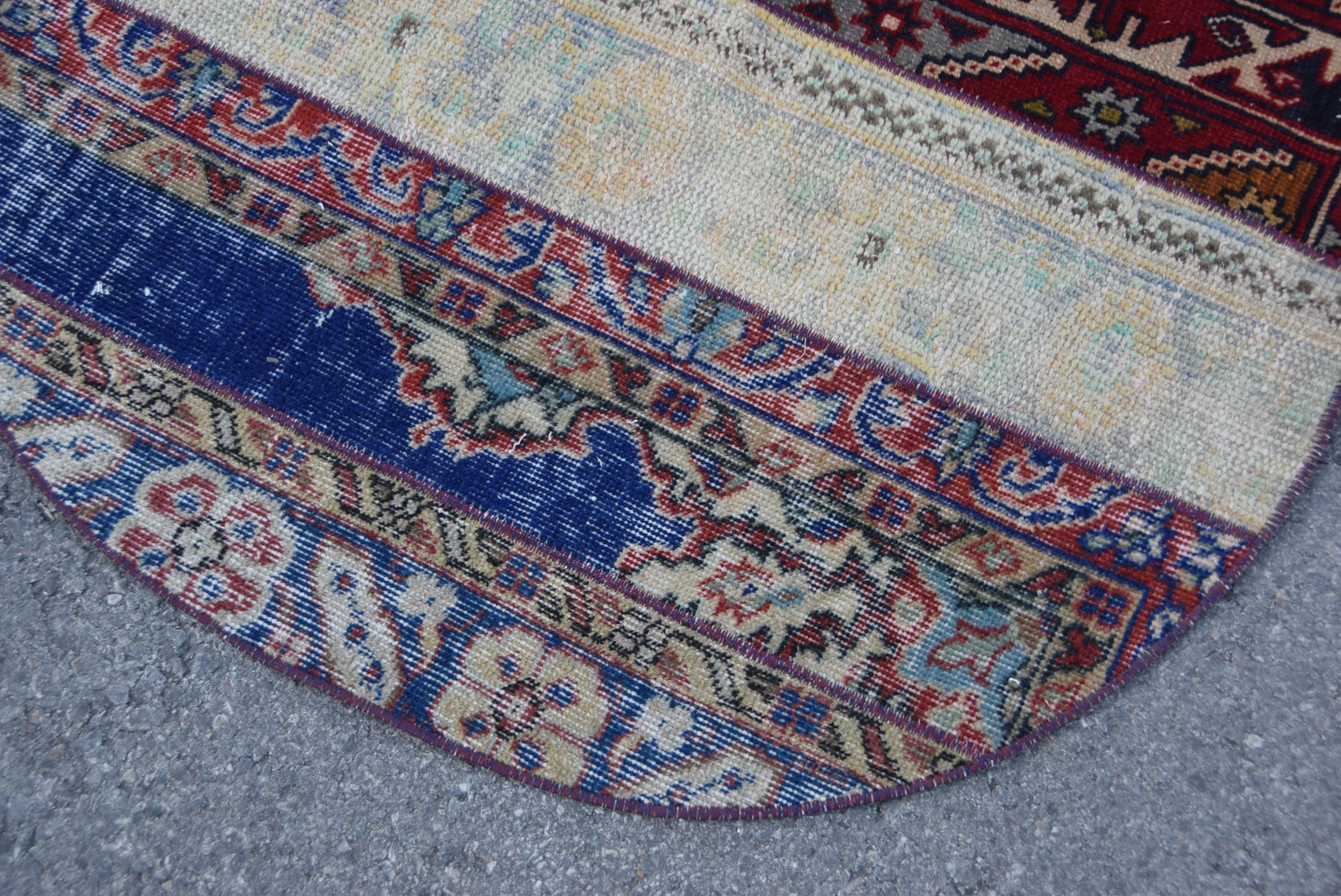 Türk Halıları, Duvara Asılı Halı, Duvara Asılı Halılar, 3x3,1 ft Küçük Halılar, Vintage Halılar, Anadolu Halısı, Mavi Yün Halılar, Mutfak Halıları