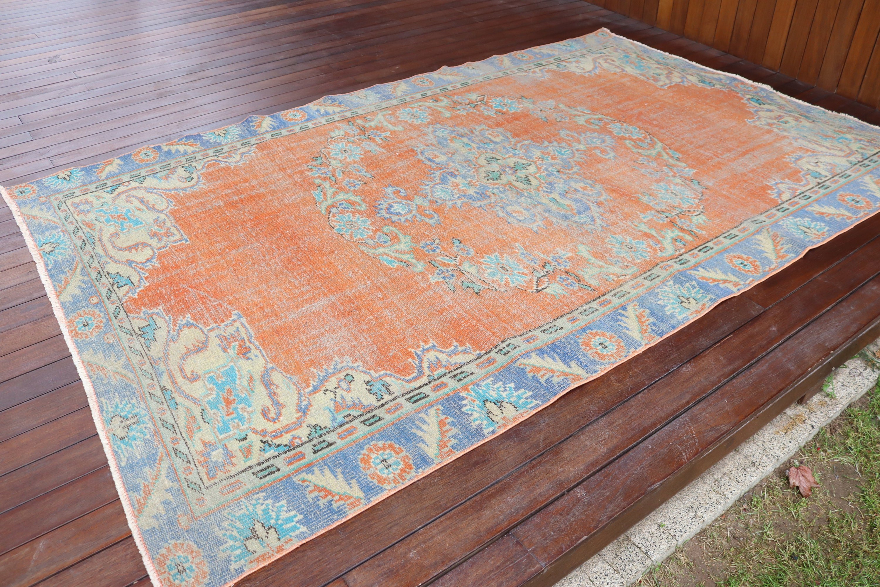 Yatak Odası Halıları, Türk Halısı, 5.6x8.8 ft Büyük Halılar, Boho Halıları, Büyük Vintage Halı, Kabile Halıları, Turuncu El Dokuma Halı, Vintage Halılar, Yer Halısı