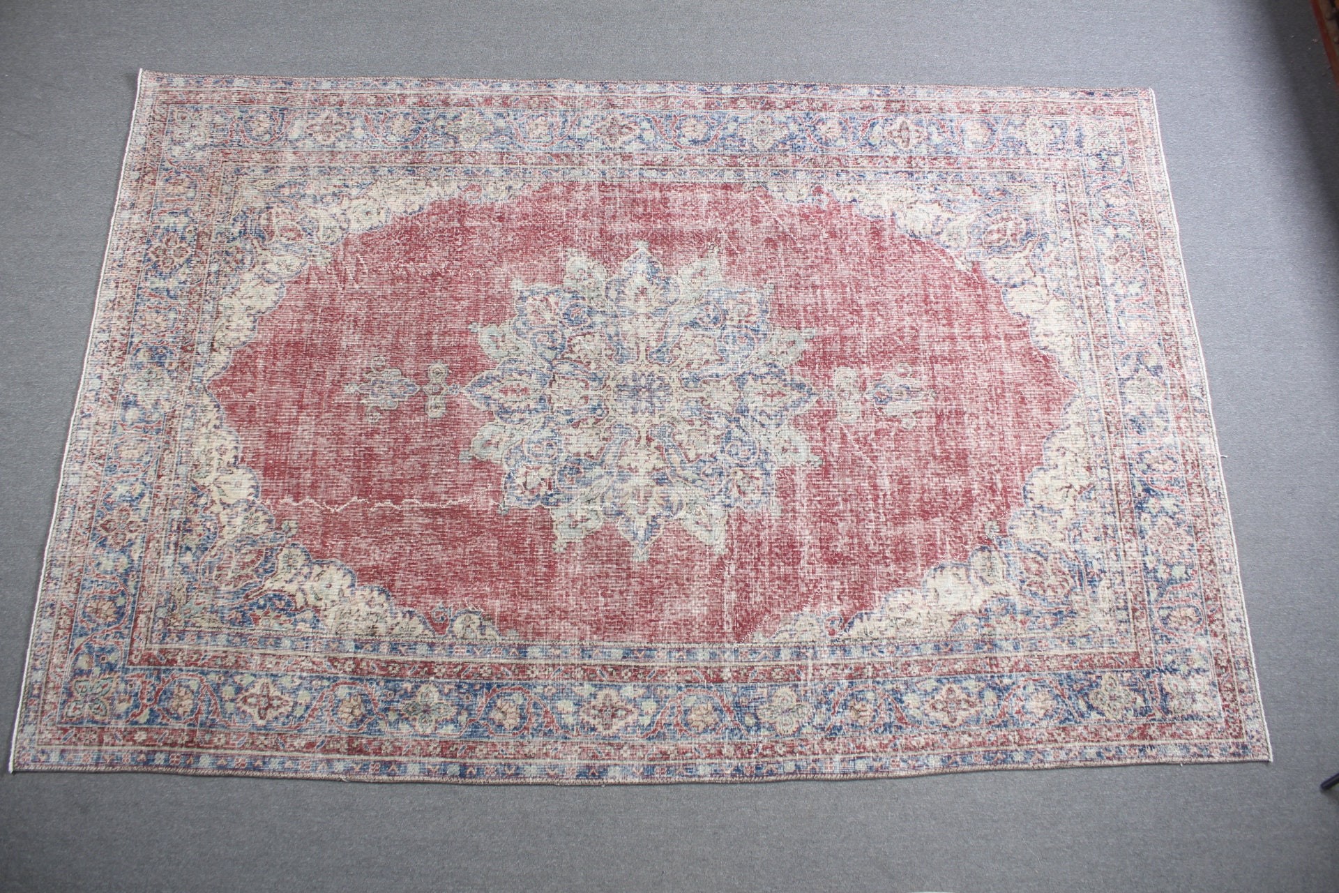 Turkish Rug, Vintage Rugs, Office Rugs, 7.4x11.5 ft Oversize Rugs, Kitchen Rugs, Anatolian Rug, Red Oriental Rugs, Salon Rug, Saloon Rug