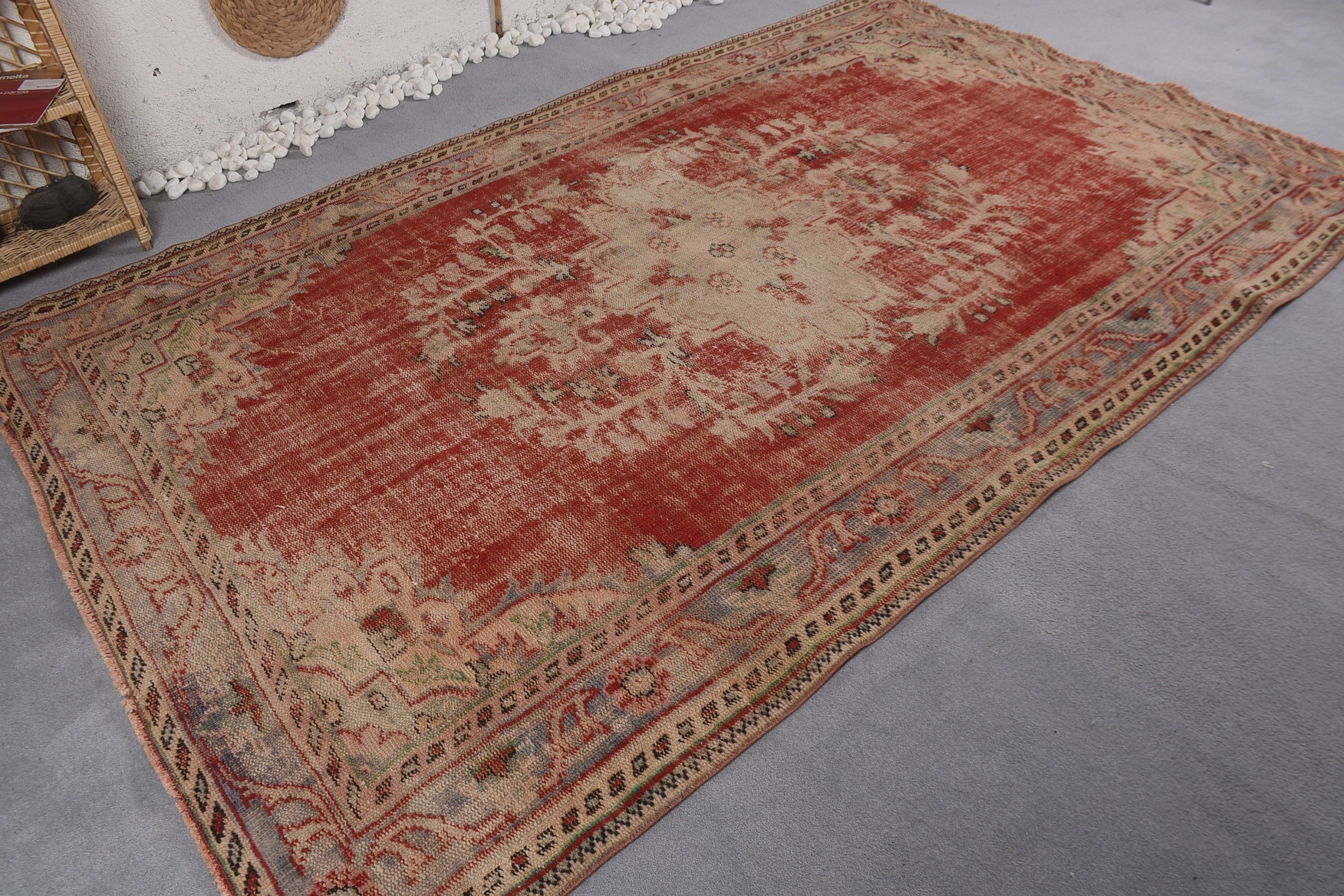 Anatolian Rug, Salon Rugs, Vintage Rug, Floor Rug, Red Moroccan Rugs, Turkish Rug, Art Rug, Dining Room Rugs, 6.3x9.4 ft Large Rugs