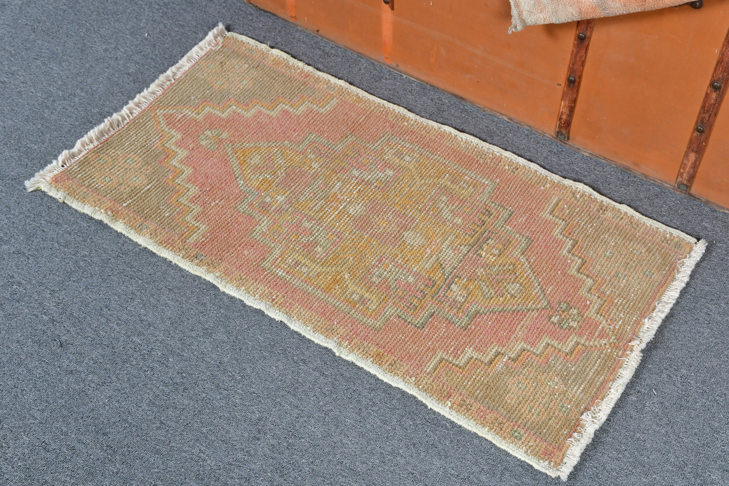 Aesthetic Rugs, Vintage Rug, Turkish Rug, Oriental Rug, Anatolian Rugs, 1.6x2.9 ft Small Rug, Kitchen Rug, Yellow Oriental Rugs, Entry Rug