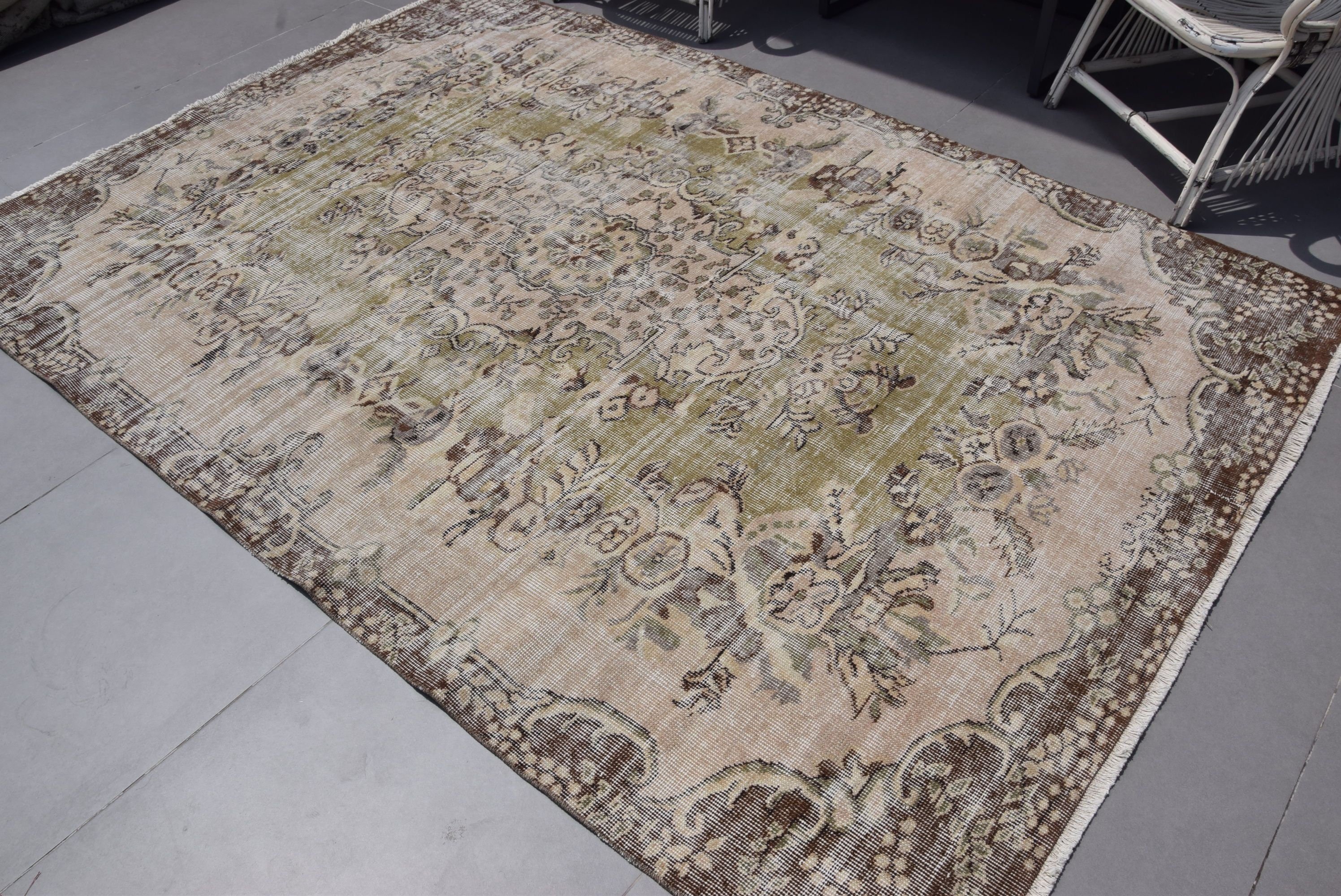 Rugs for Dining Room, Floor Rug, 5.9x8.5 ft Large Rug, Pastel Rug, Salon Rugs, Bedroom Rugs, Turkish Rug, Vintage Rugs, Brown Anatolian Rug