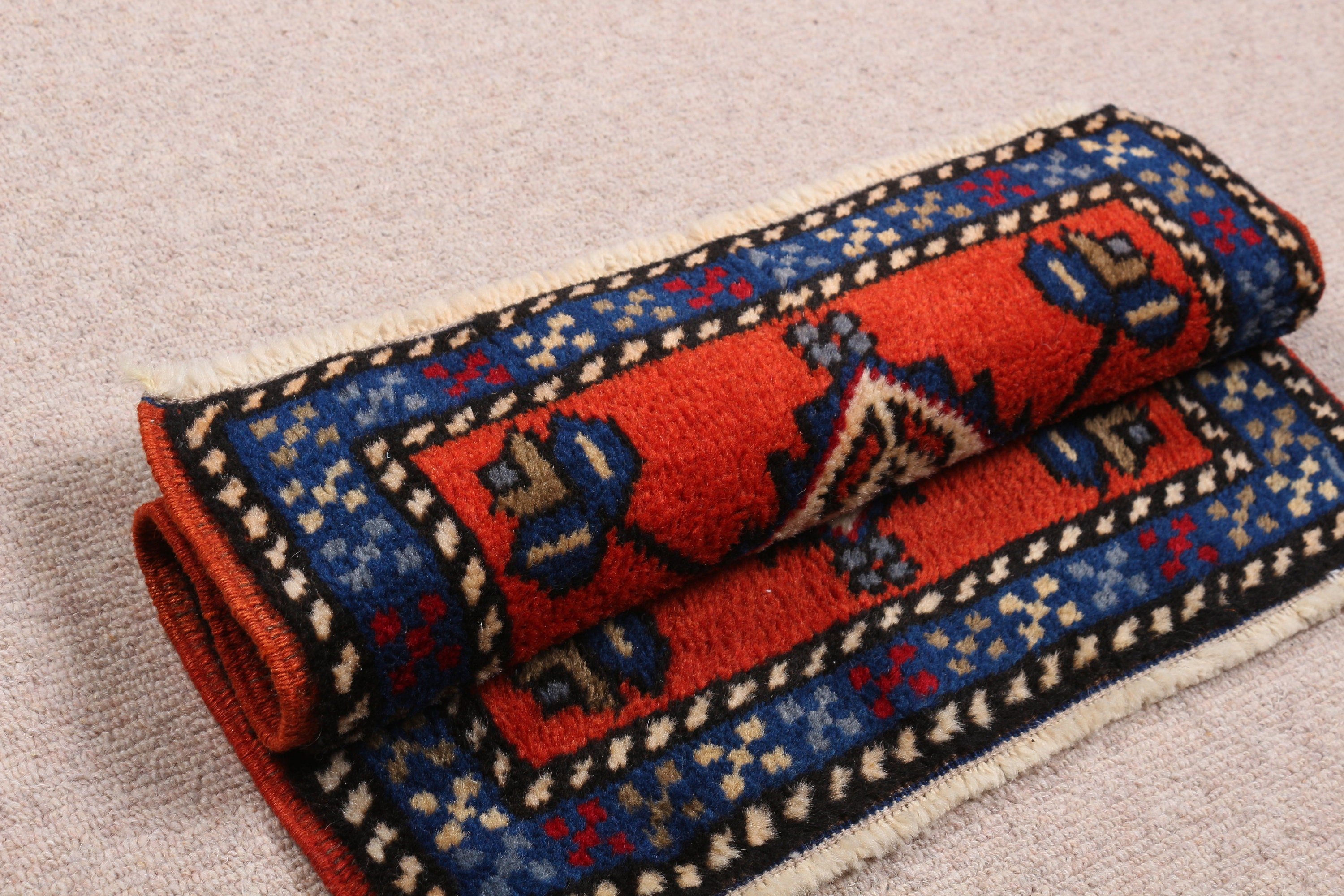 Oriental Rug, Kitchen Rugs, Turkish Rugs, 1.7x1.6 ft Small Rugs, Oushak Rug, Outdoor Rug, Car Mat Rugs, Vintage Rug, Orange Oushak Rug