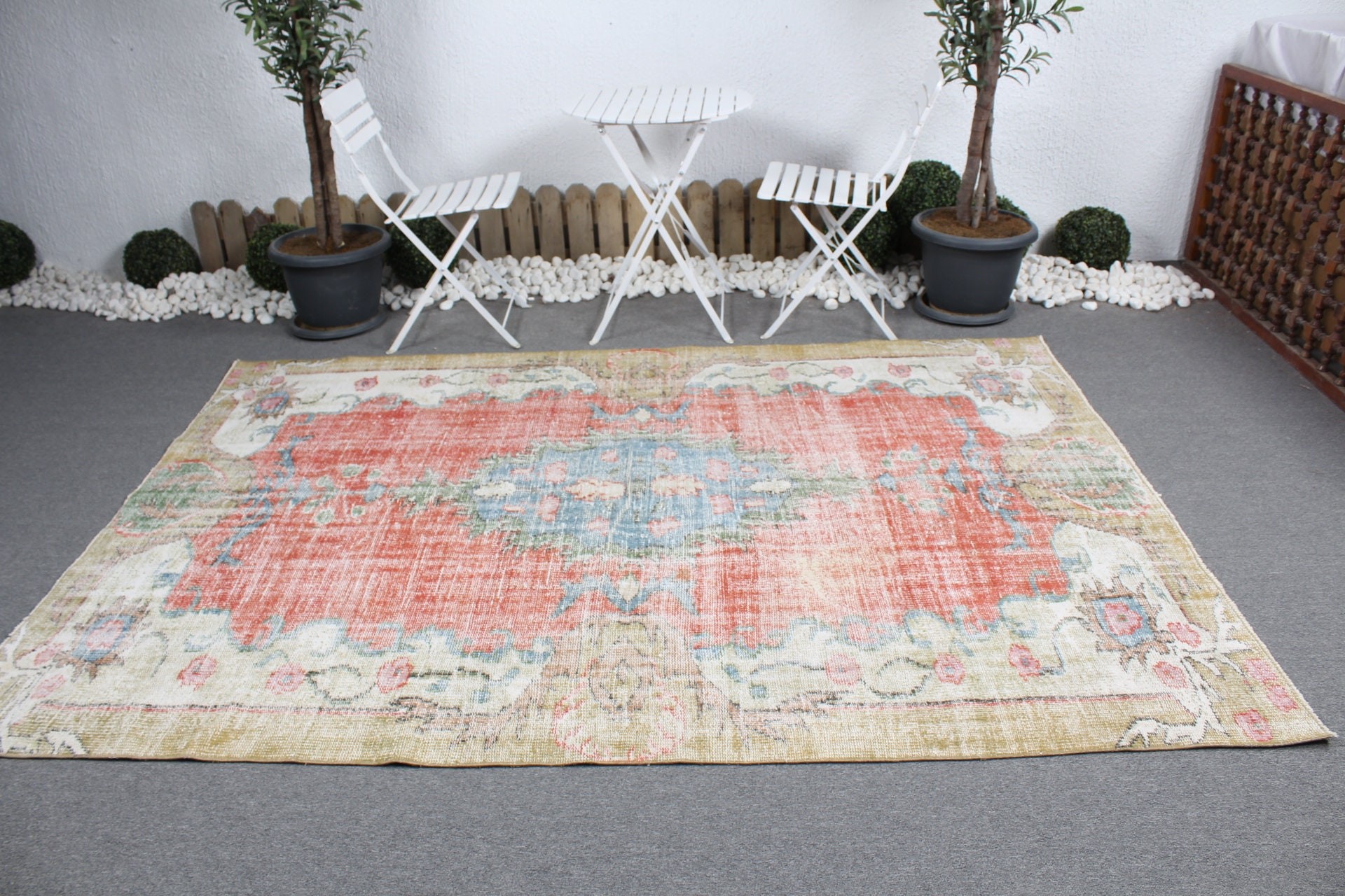 6x8.4 ft Large Rugs, Rugs for Salon, Red Anatolian Rug, Home Decor Rug, Bedroom Rugs, Vintage Rug, Turkish Rug, Floor Rug, Salon Rug