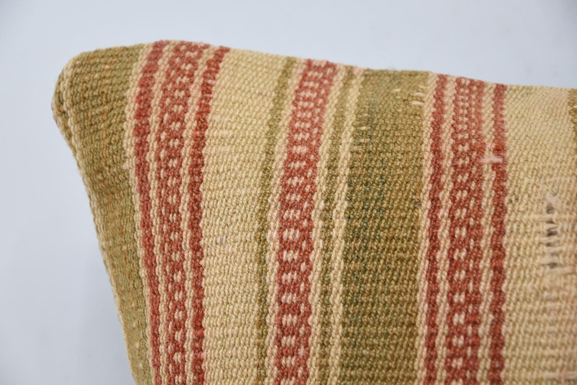 Ethnic Throw Cushion Case, 16"x24" Beige Pillow Case, Living Room Throw Pillow, Turkish Pillow, Boho Pillow, Kilim Cushion Sham