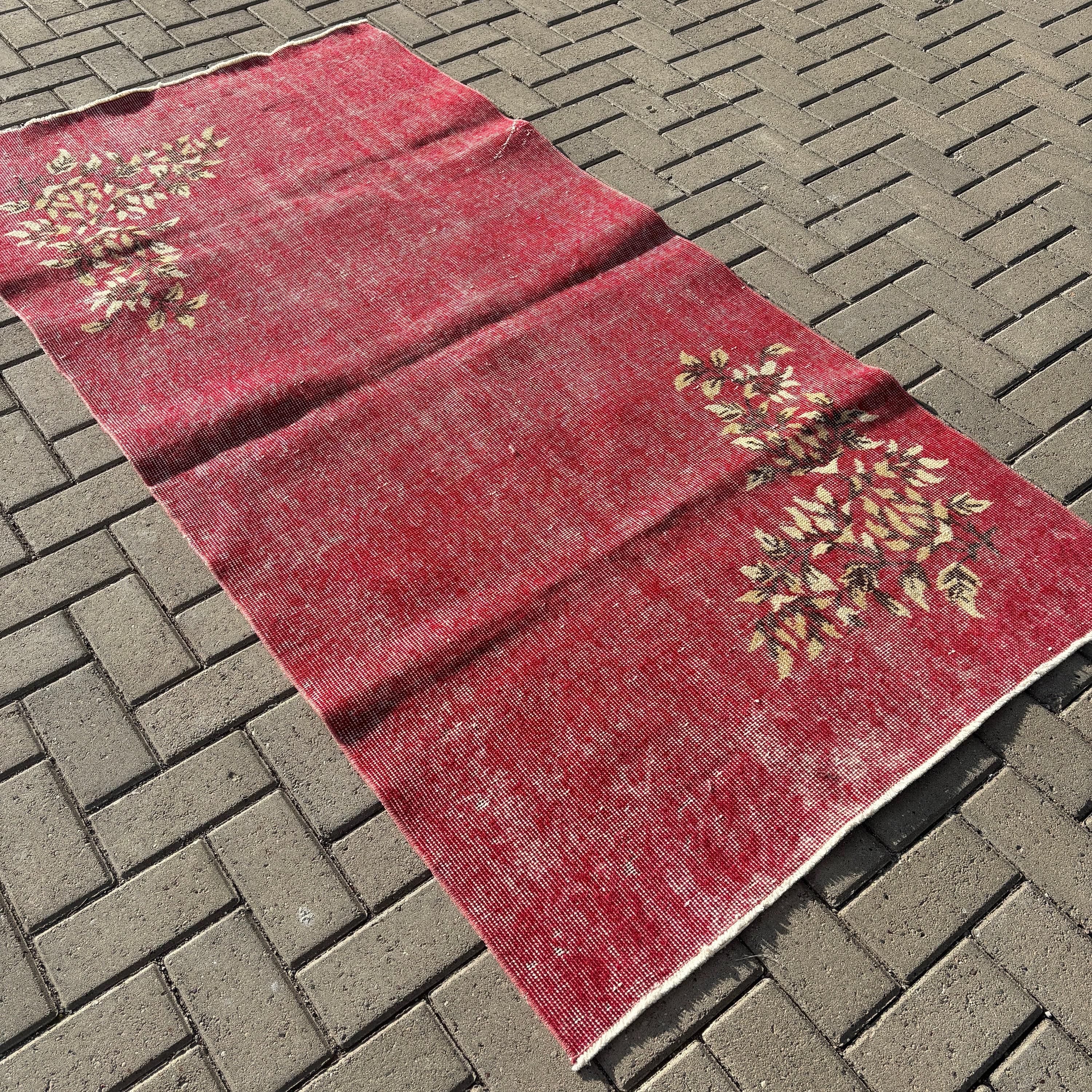 3.4x6.7 ft Accent Rug, Geometric Rug, Turkish Rug, Vintage Rug, Boho Accent Rugs, Nursery Rugs, Red Neutral Rug, Turkey Rug, Floor Rug