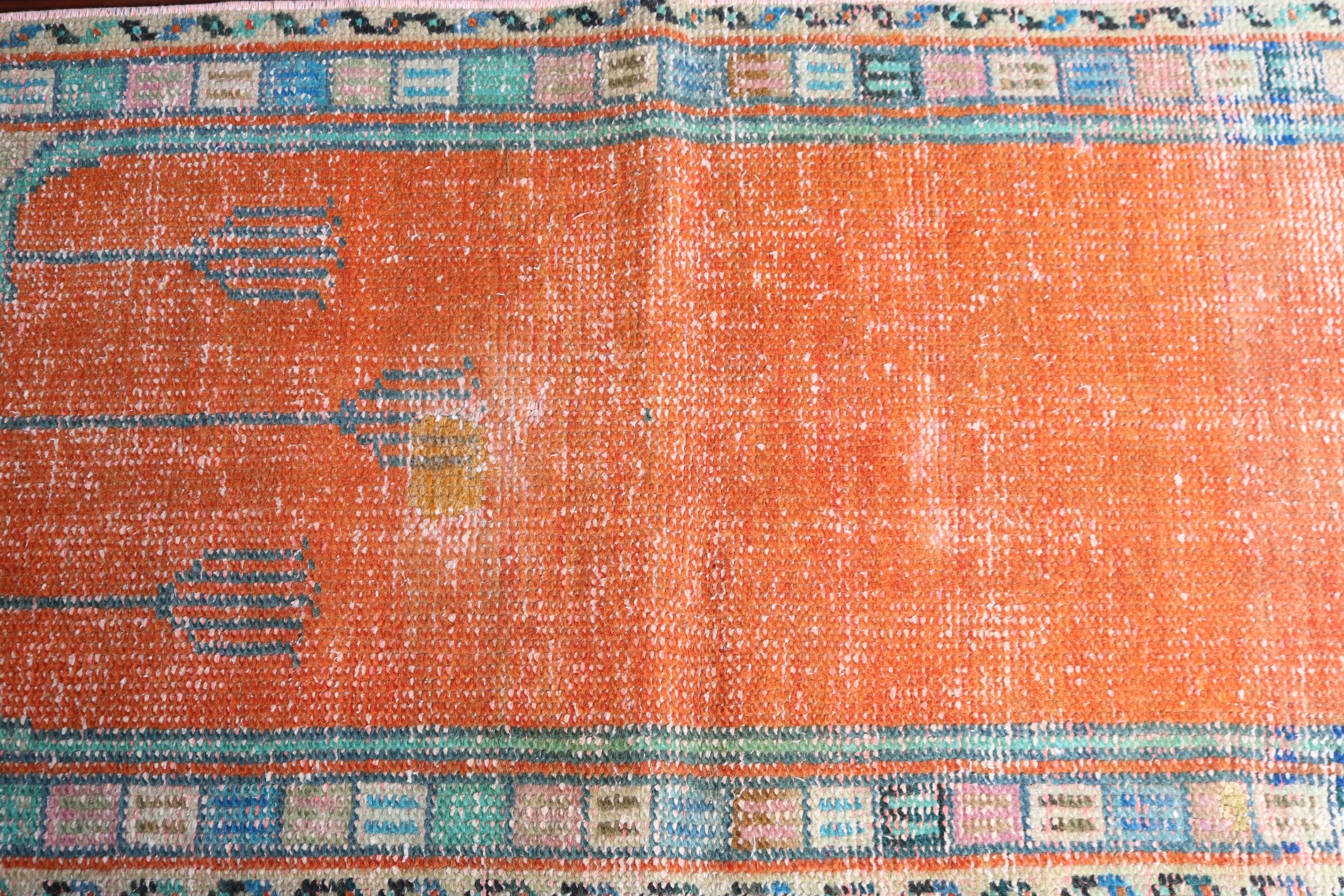 Orange Home Decor Rug, Statement Rug, Kitchen Rug, 2x4.2 ft Small Rug, Modern Rugs, Office Rugs, Vintage Rug, Turkish Rug, Car Mat Rugs