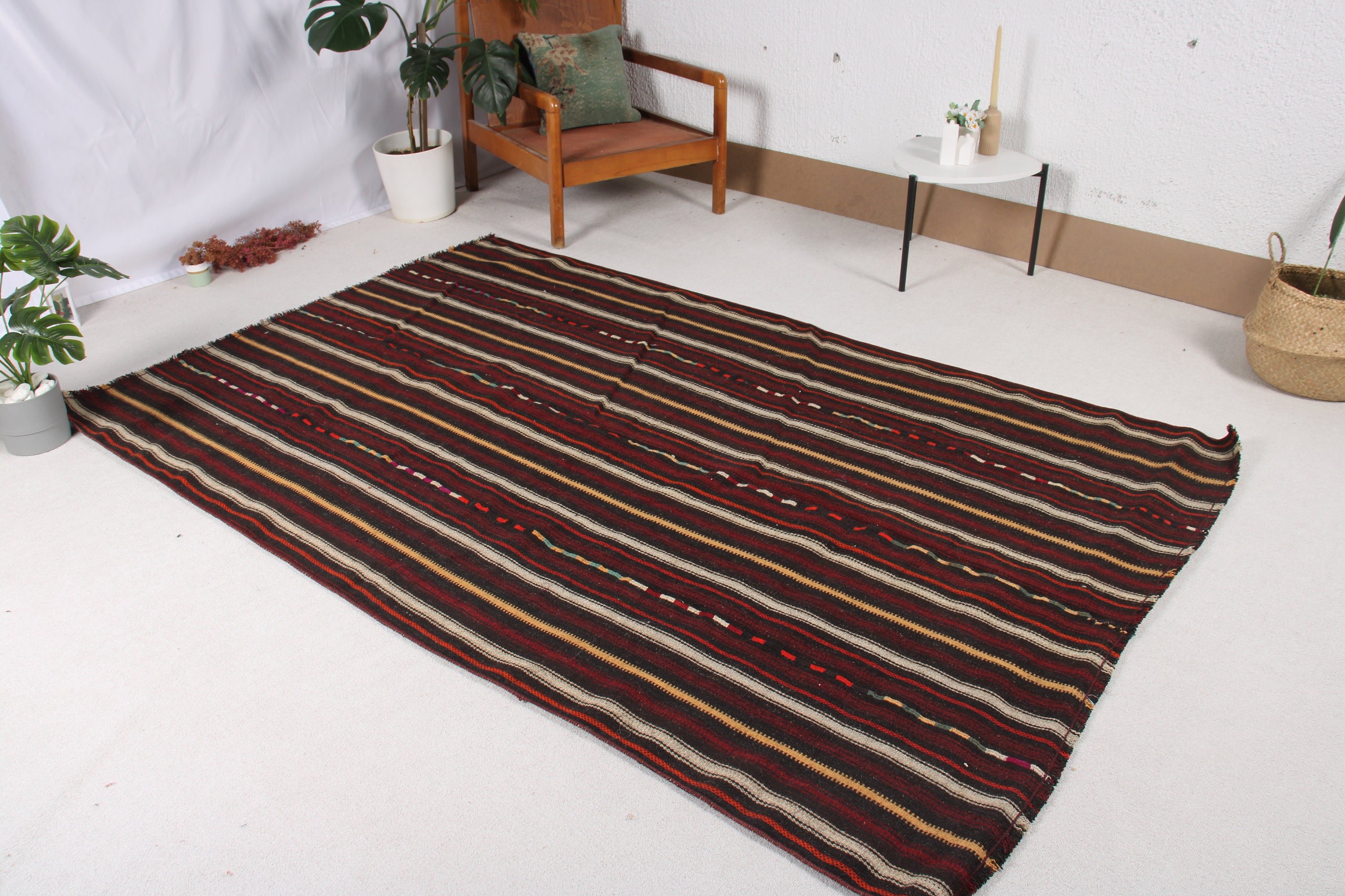 Büyük Boho Halıları, 5.1x7.9 ft Büyük Halılar, Türk Halısı, Kırmızı Oryantal Halı, Kilim, Yatak Odası Halıları, Vintage Halı, El Dokuma Halı, Antika Halılar