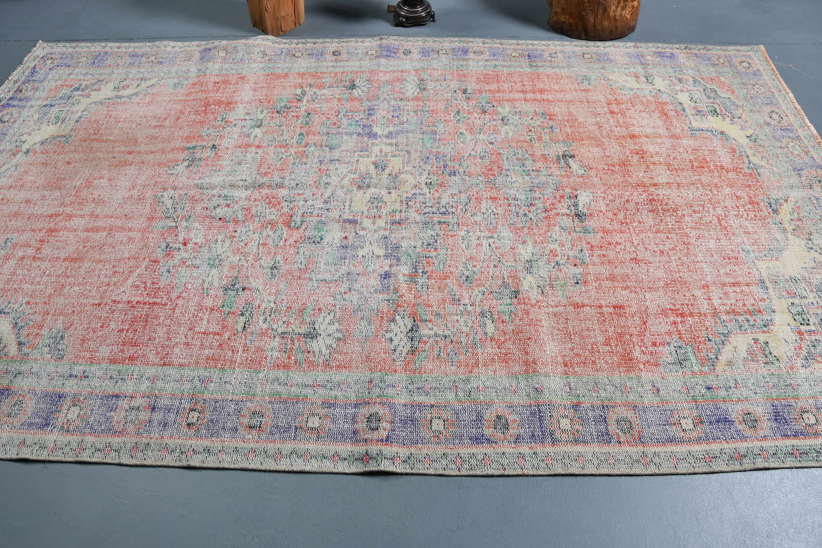 Living Room Rug, Home Decor Rug, Salon Rug, Rugs for Salon, Cool Rug, 5.6x9.2 ft Large Rug, Turkish Rug, Vintage Rugs, Red Floor Rug