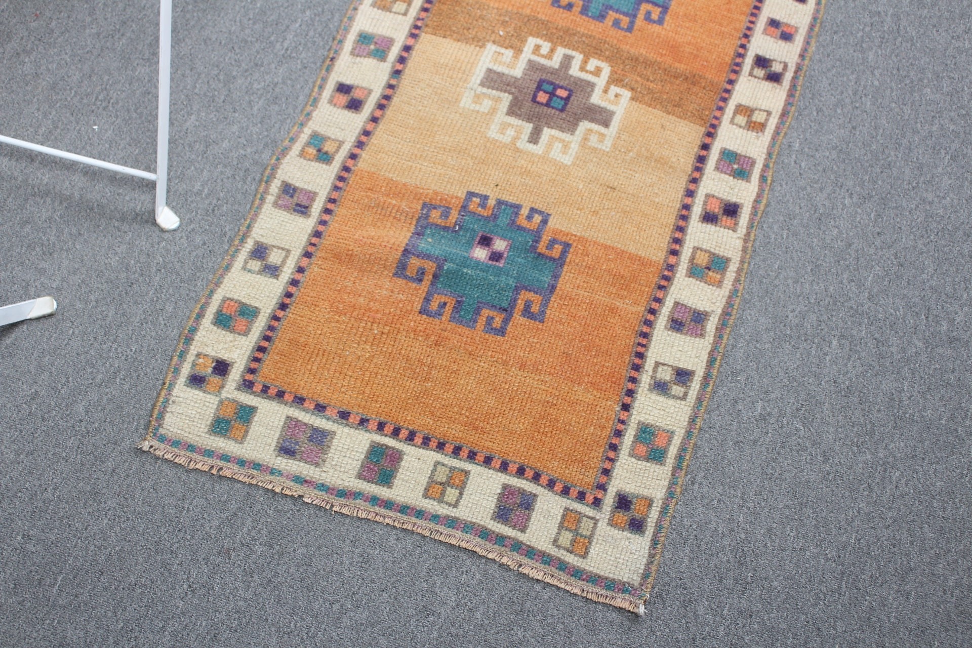 1.9x3.2 ft Small Rugs, Vintage Rugs, Kitchen Rug, Bedroom Rug, Handmade Rugs, Turkish Rug, Orange Wool Rug, Nursery Rug, Home Decor Rug