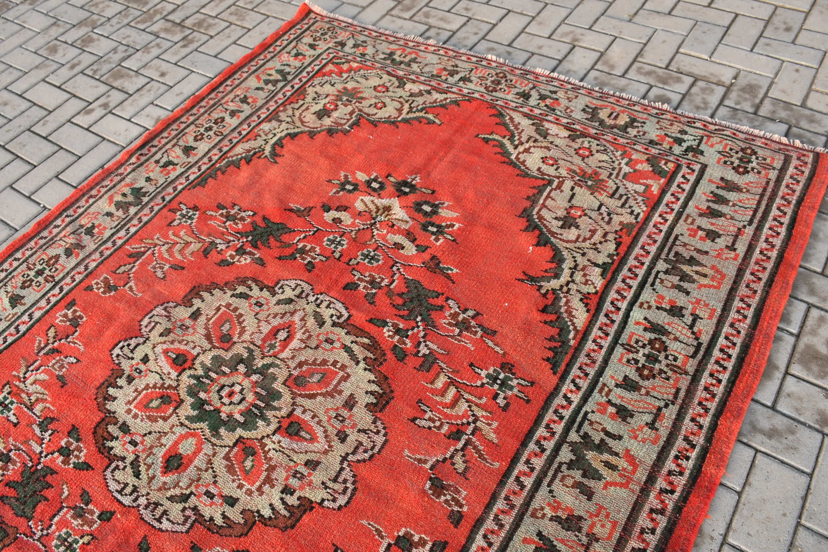 Vintage Decor Rug, 6.2x8.9 ft Large Rug, Living Room Rug, Red Oriental Rugs, Bedroom Rugs, Floor Rugs, Oushak Rug, Vintage Rug, Turkish Rug