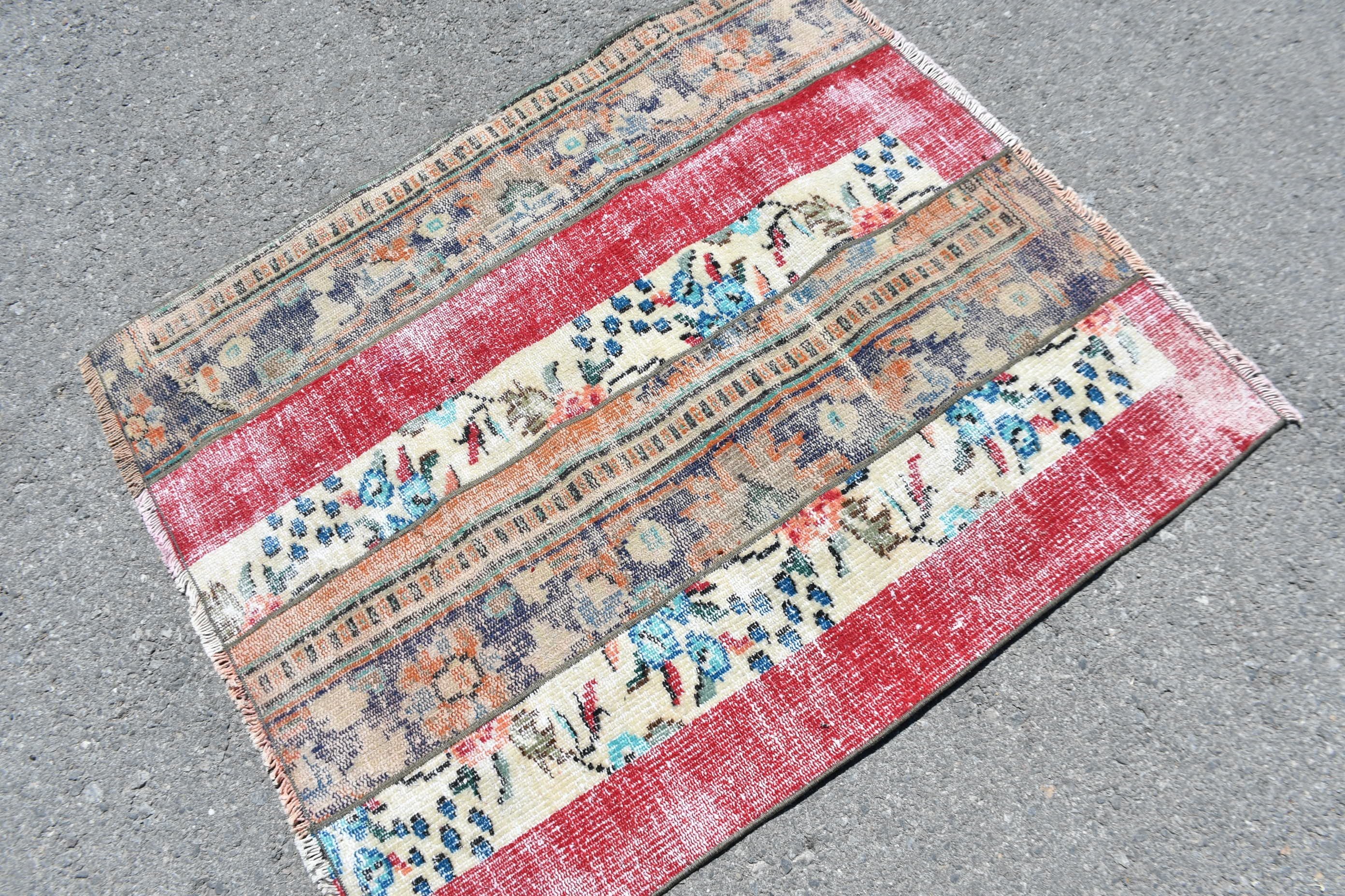 Old Rugs, Turkish Rug, Rugs for Kitchen, 3.4x3.9 ft Small Rug, Vintage Rug, Bedroom Rug, Modern Bath Mat Rugs, Bathroom Rug, Wool Rug