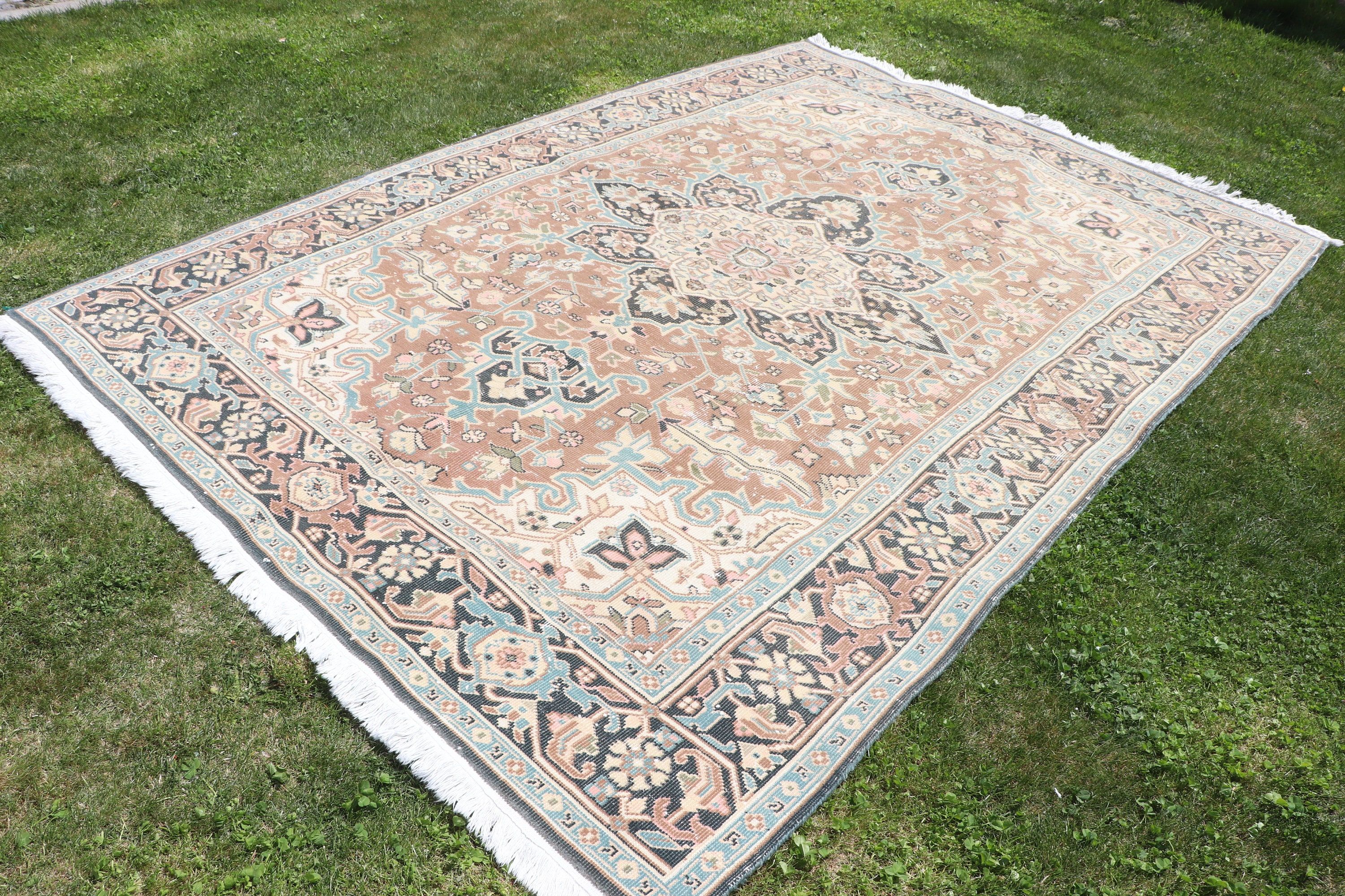 Türk Halısı, Düz Dokuma Halılar, Vintage Halılar, Yün Halılar, Yemek Odası Halıları, Yatak Odası Halıları, Mavi Soğuk Halı, El Dokuma Halılar, 6,7x9,6 ft Büyük Halı