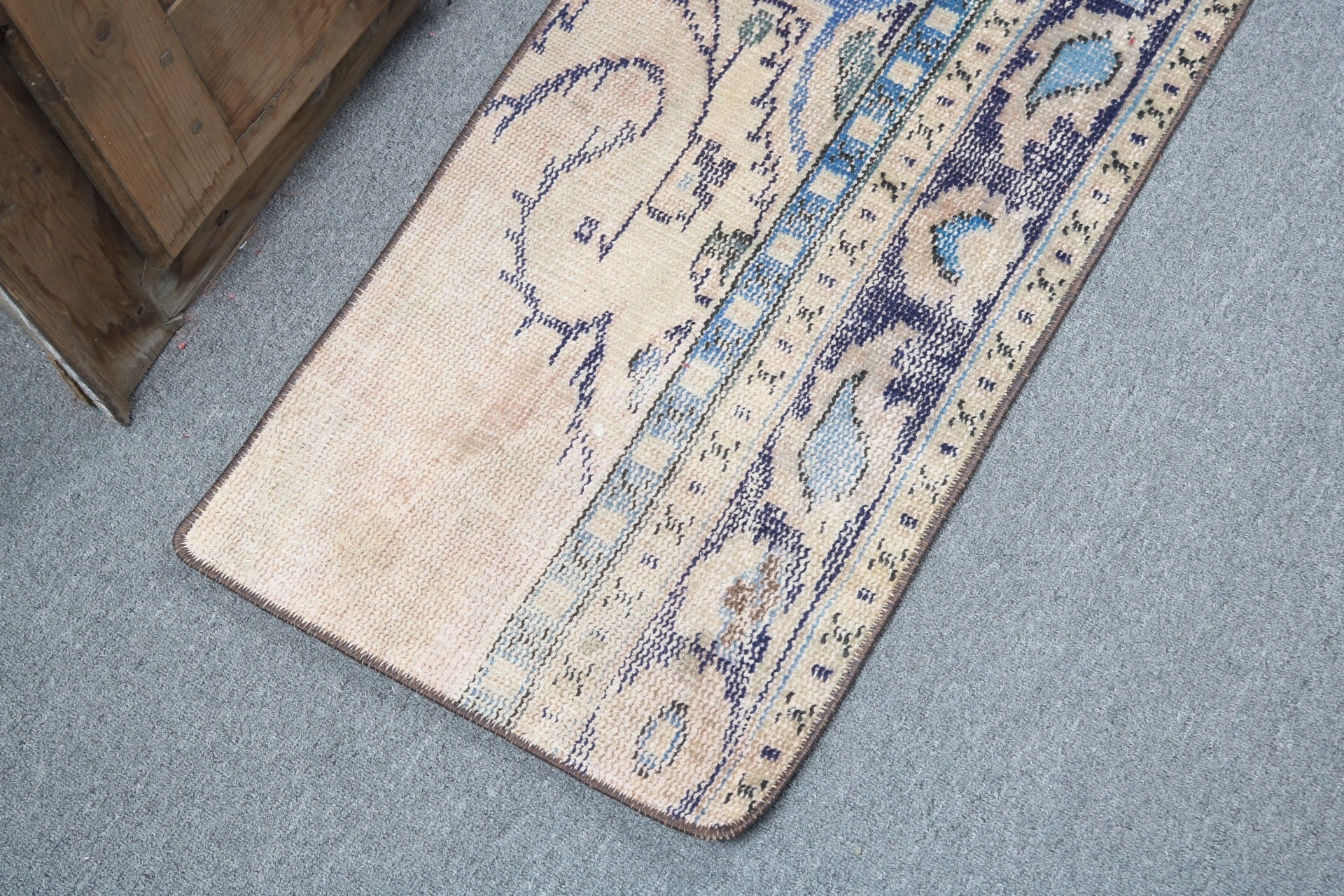 Bathroom Rug, Turkey Rug, Handwoven Rugs, Vintage Rug, Bedroom Rug, Turkish Rugs, Beige Floor Rugs, 1.4x3 ft Small Rugs