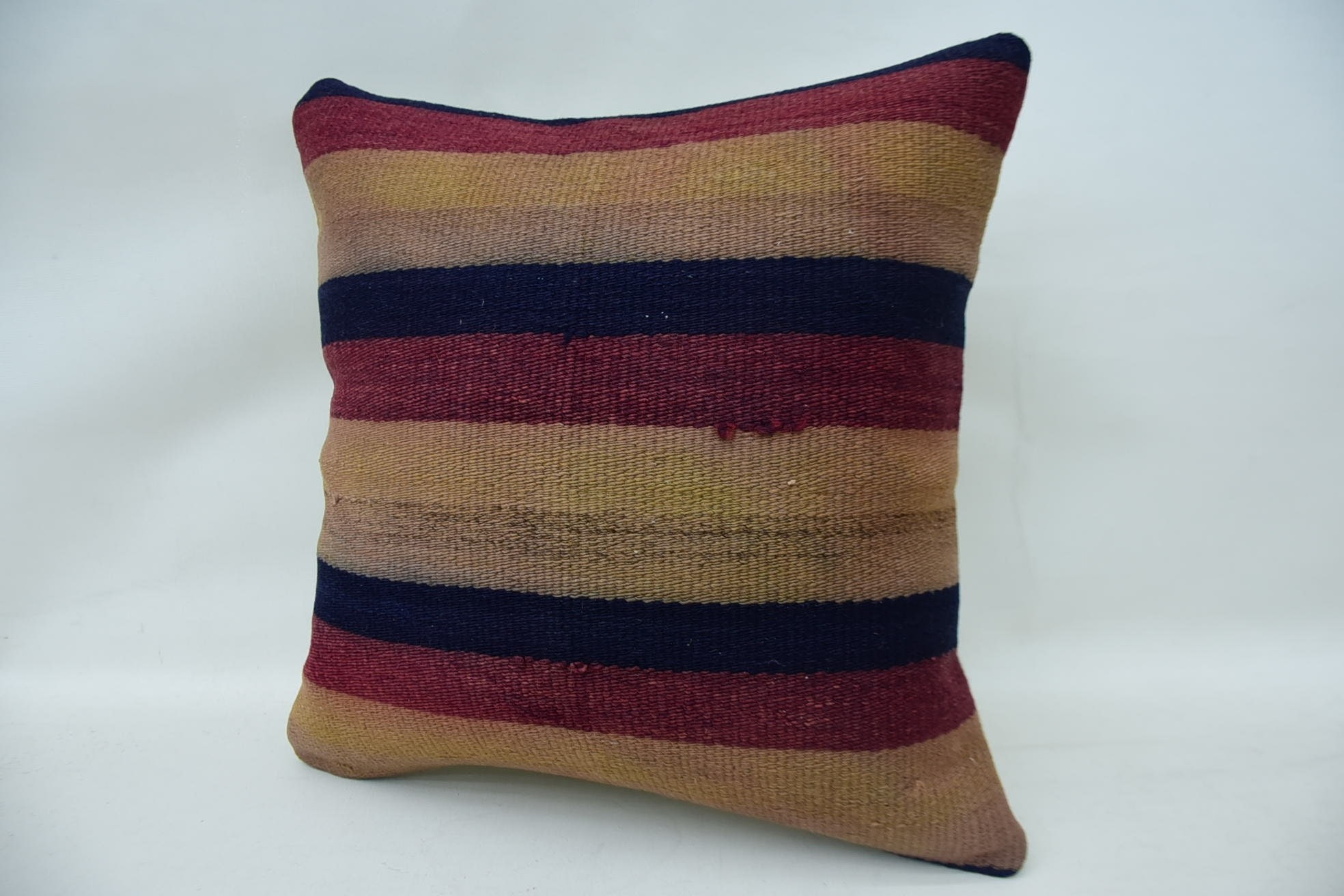Southwestern Cushion Case, Vintage Kilim Throw Pillow, Ethnical Kilim Rug Pillow, Kilim Cushion Sham, 16"x16" Blue Cushion Cover