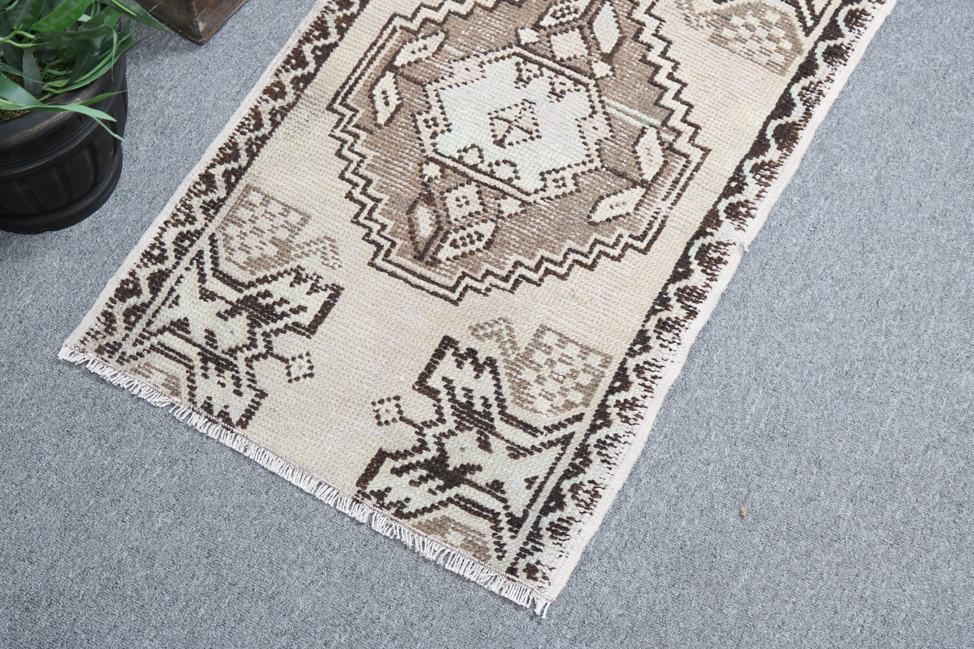 Turkish Rugs, Statement Rug, Kitchen Rug, Small Vintage Rugs, 1.6x2.7 ft Small Rug, Beige Floor Rugs, Small Boho Rugs, Vintage Rugs