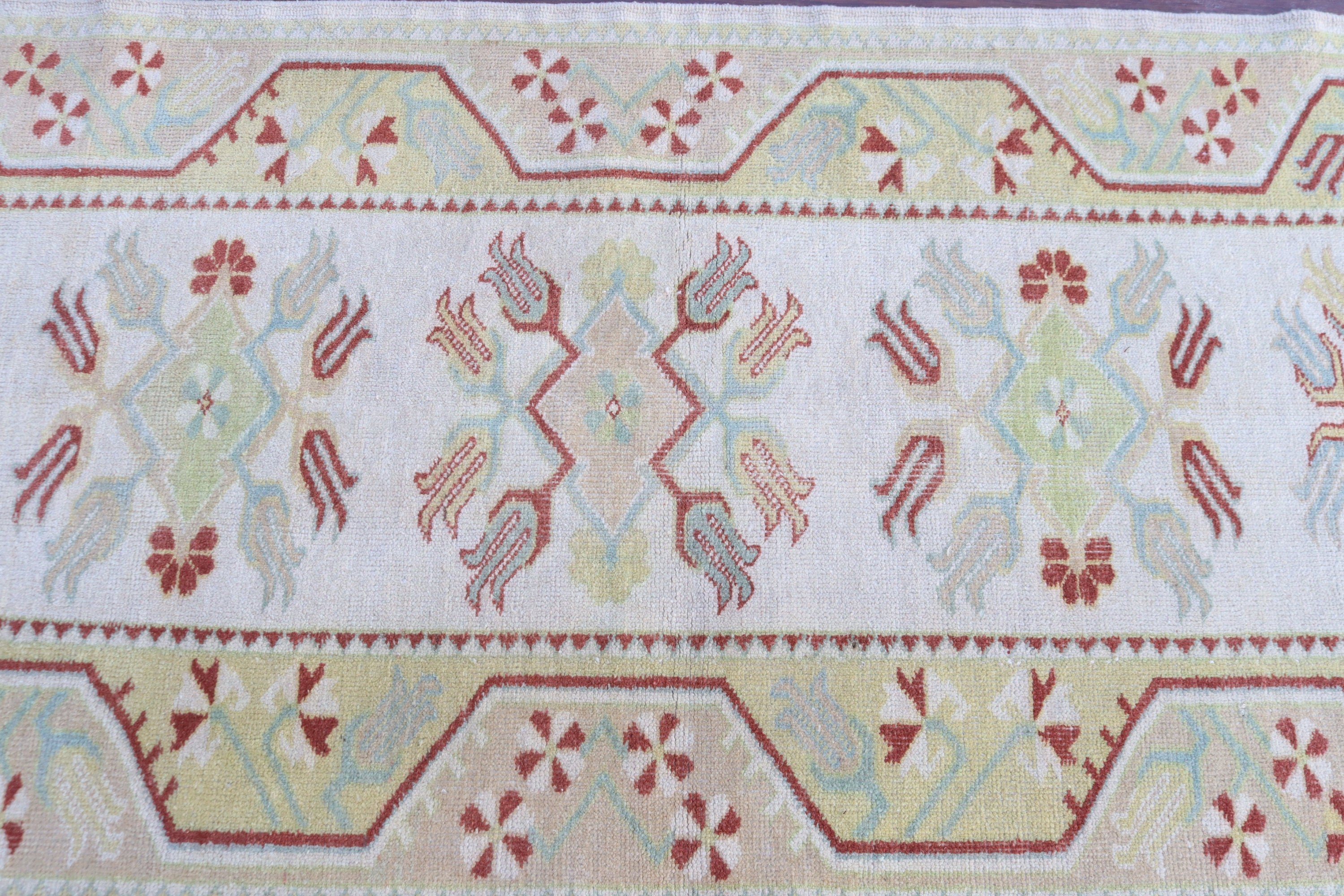 Vintage Halı, Türk Halıları, Dekoratif Halı, 2.7x9.2 ft Runner Halıları, Bej Oryantal Halılar, Geometrik Halılar, Vintage Runner Halıları, Fas Halısı