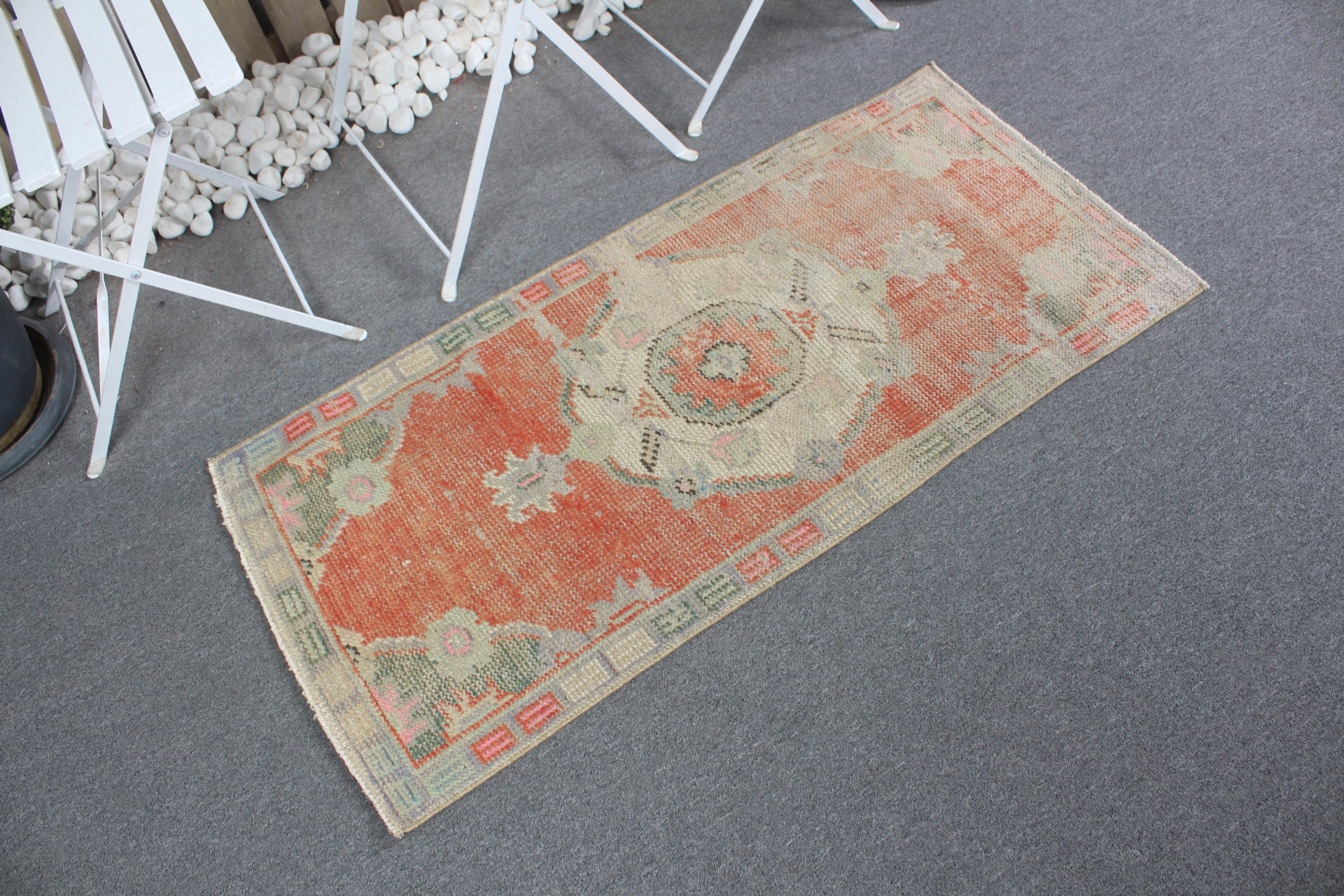 Turkish Rug, Anatolian Rugs, Wall Hanging Rug, Vintage Rug, Red Bedroom Rug, 2x4.2 ft Small Rugs, Floor Rugs, Wedding Rug, Door Mat Rug