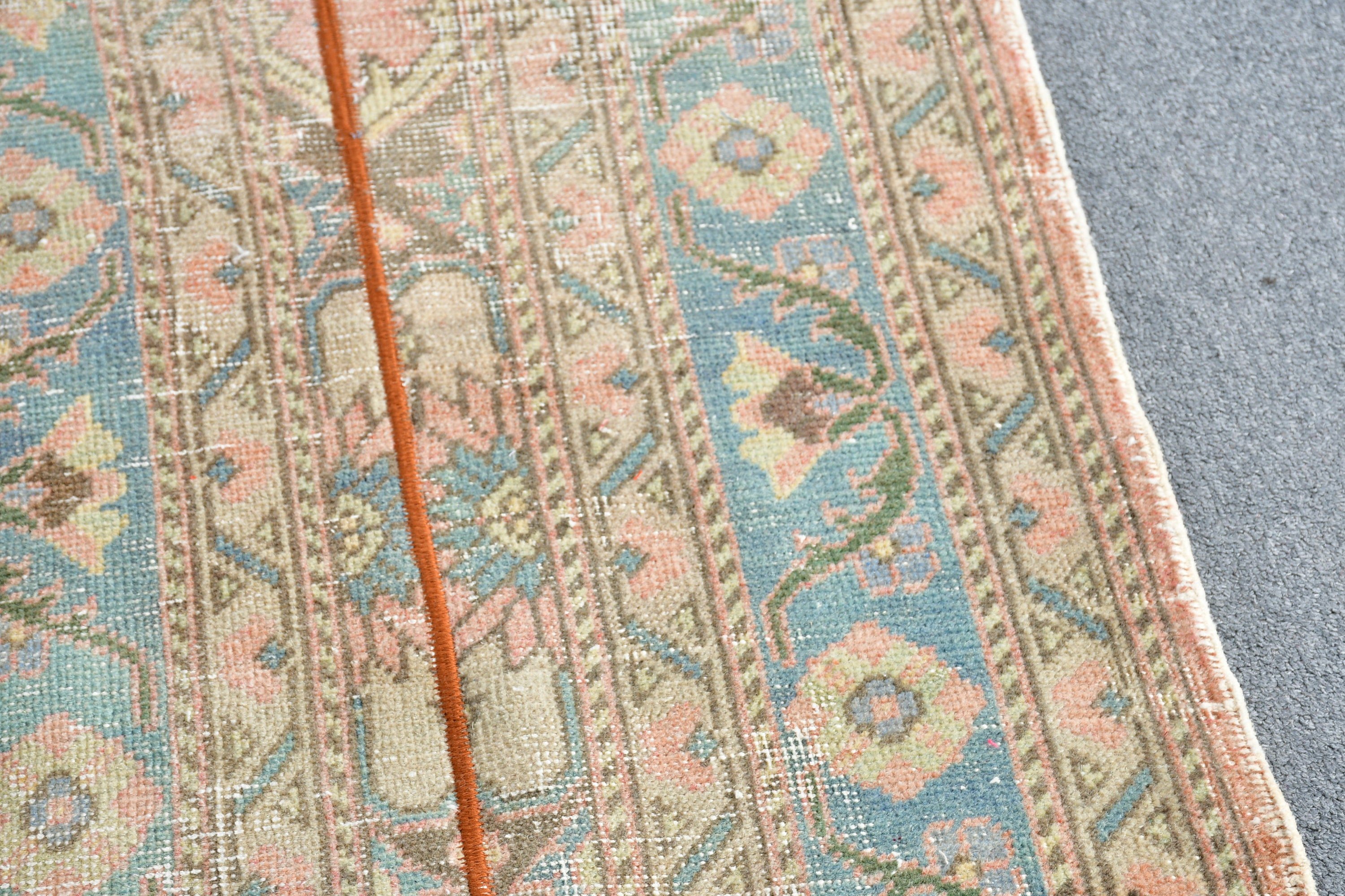 Oushak Halı, Merdiven Halısı, Yün Halı, 2.1x9.6 ft Runner Halısı, Vintage Halı, Kahverengi Oryantal Halı, Koridor Halıları, Koridor Halısı, Türk Halısı