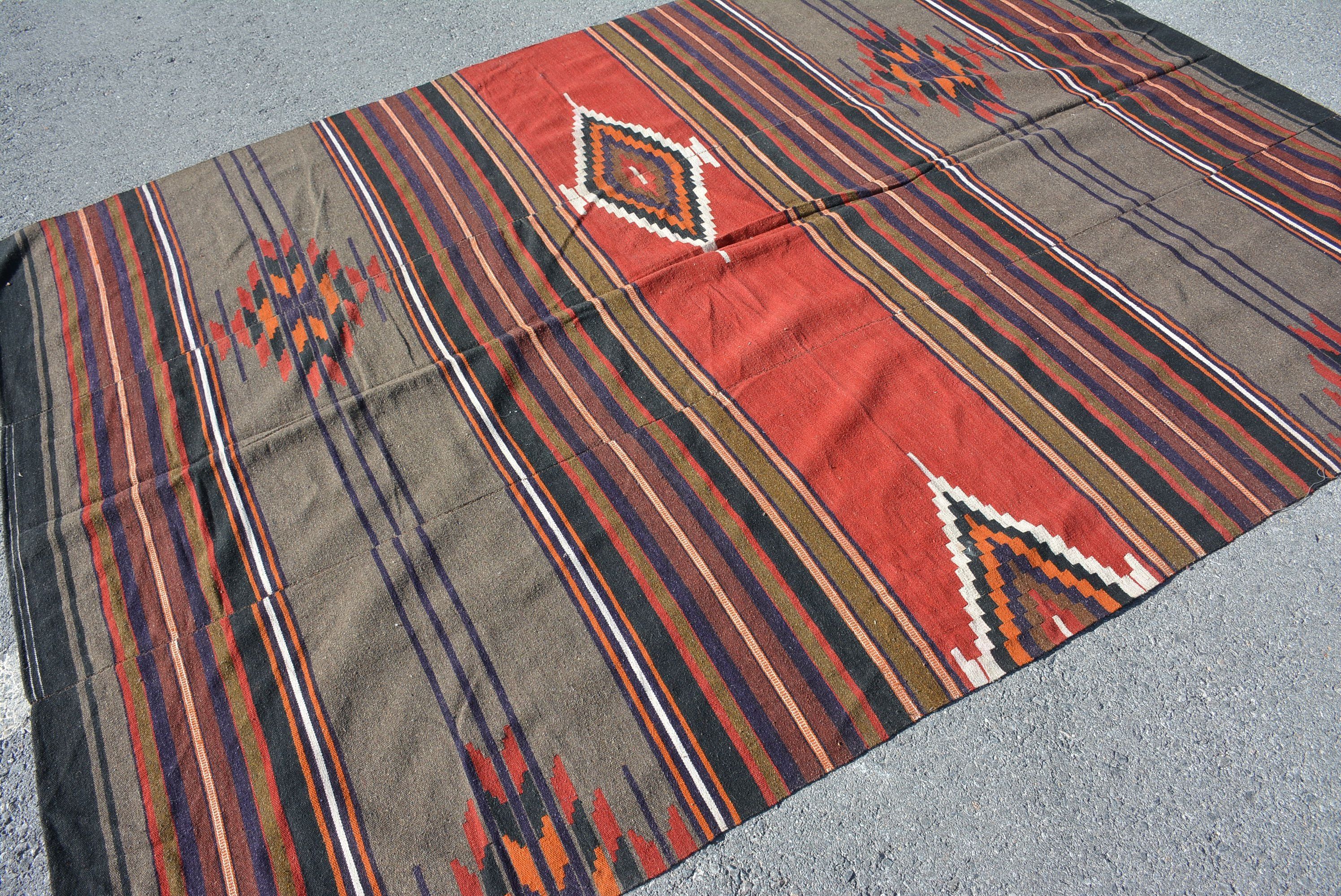 Kilim, Turkish Rug, Wool Rugs, Home Decor Rug, Living Room Rug, Aztec Rugs, 6.4x8.7 ft Large Rug, Vintage Rugs, Rugs for Salon, Salon Rugs