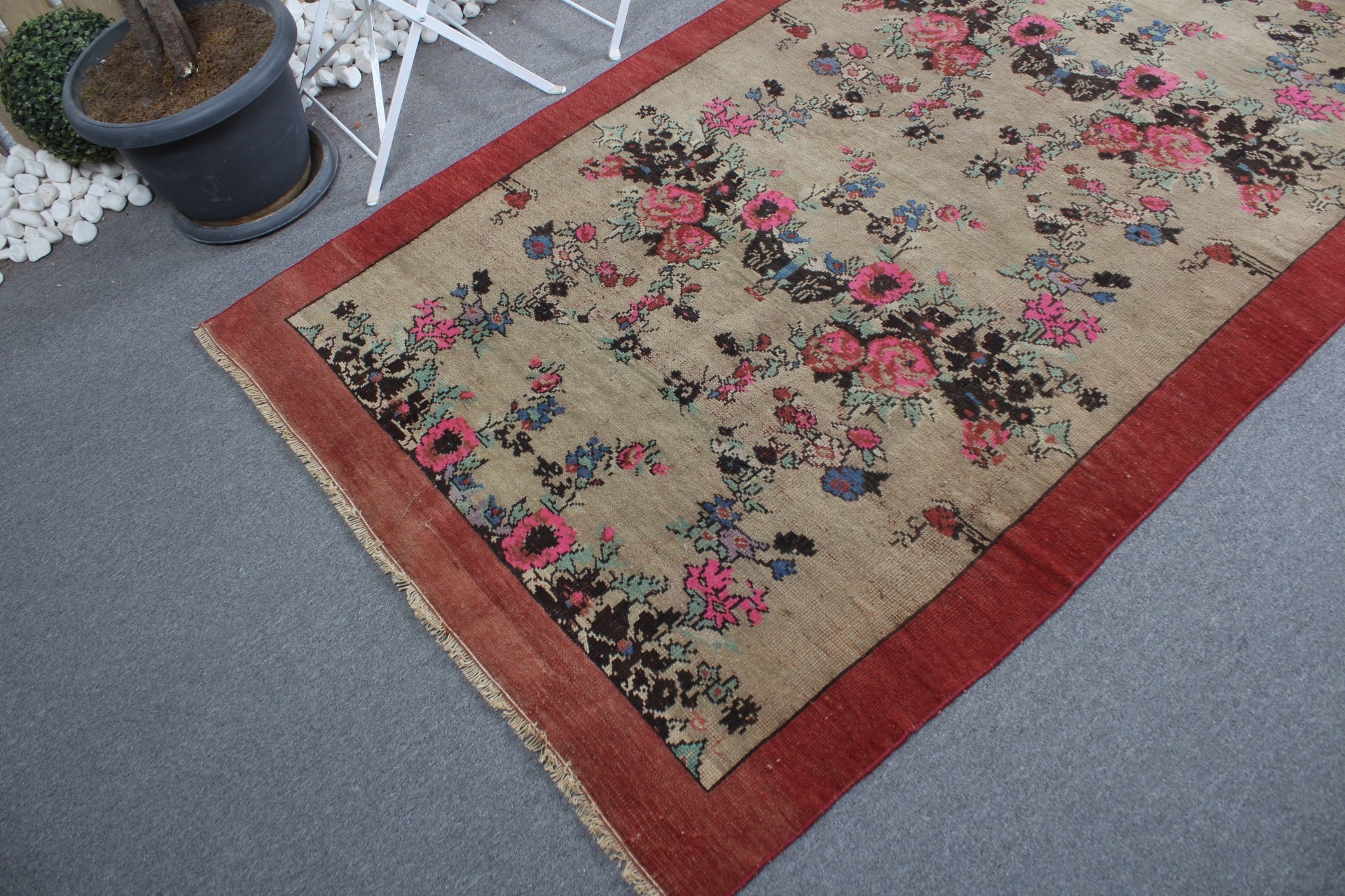 Nursery Rug, Turkish Rug, Eclectic Rug, Home Decor Rug, Vintage Rug, 4.3x8 ft Area Rug, Beige Home Decor Rug, Bedroom Rug, Living Room Rugs