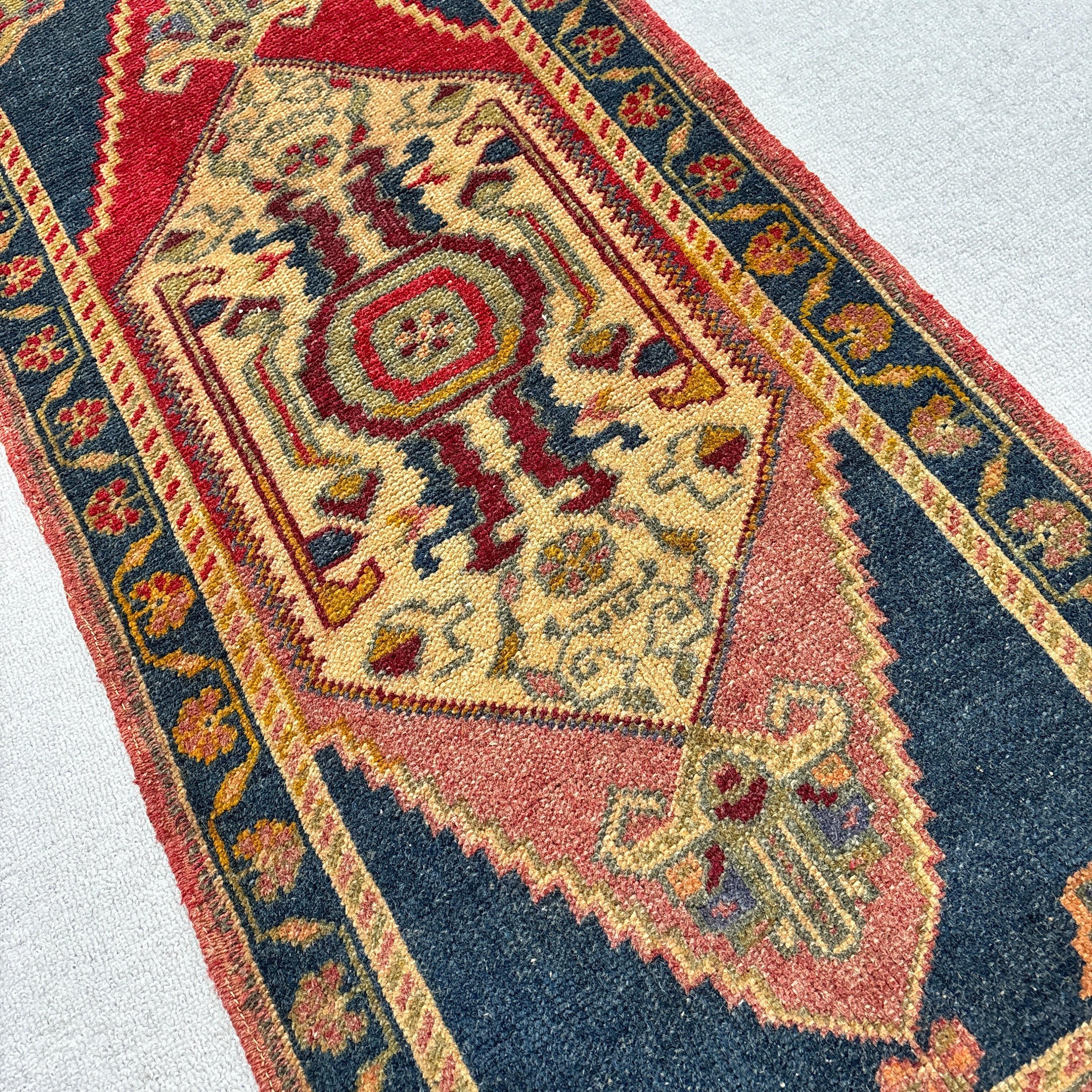 Vintage Halı, Havalı Halı, Küçük Boho Halı, 1.8x4.3 ft Küçük Halı, Çocuk Halısı, Araba Paspası Halıları, Türk Halıları, Kırmızı Yatak Odası Halısı, Anadolu Halıları