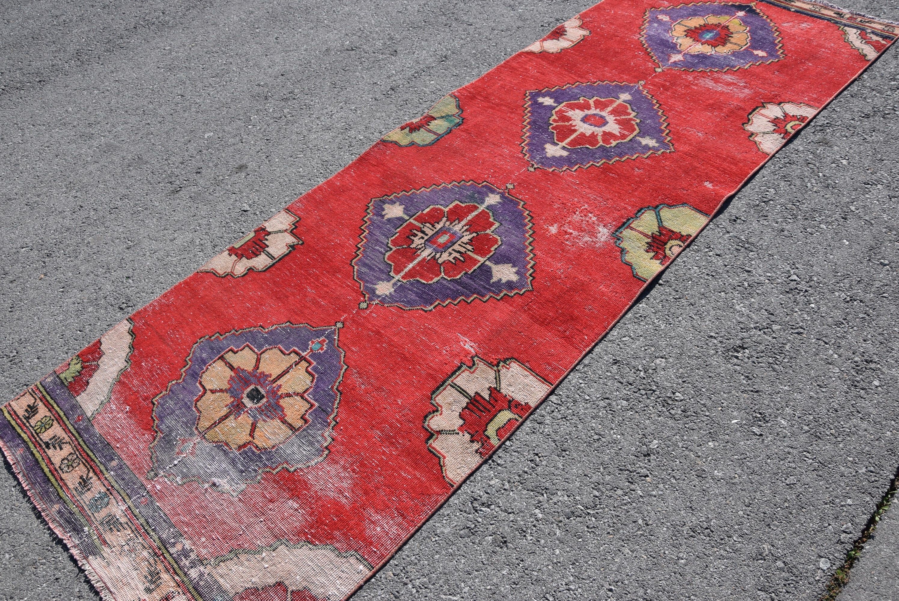 Old Rug, Rugs for Hallway, Turkish Rug, Vintage Rugs, Oriental Rug, Stair Rugs, Red Kitchen Rugs, Home Decor Rug, 3.2x9.7 ft Runner Rugs