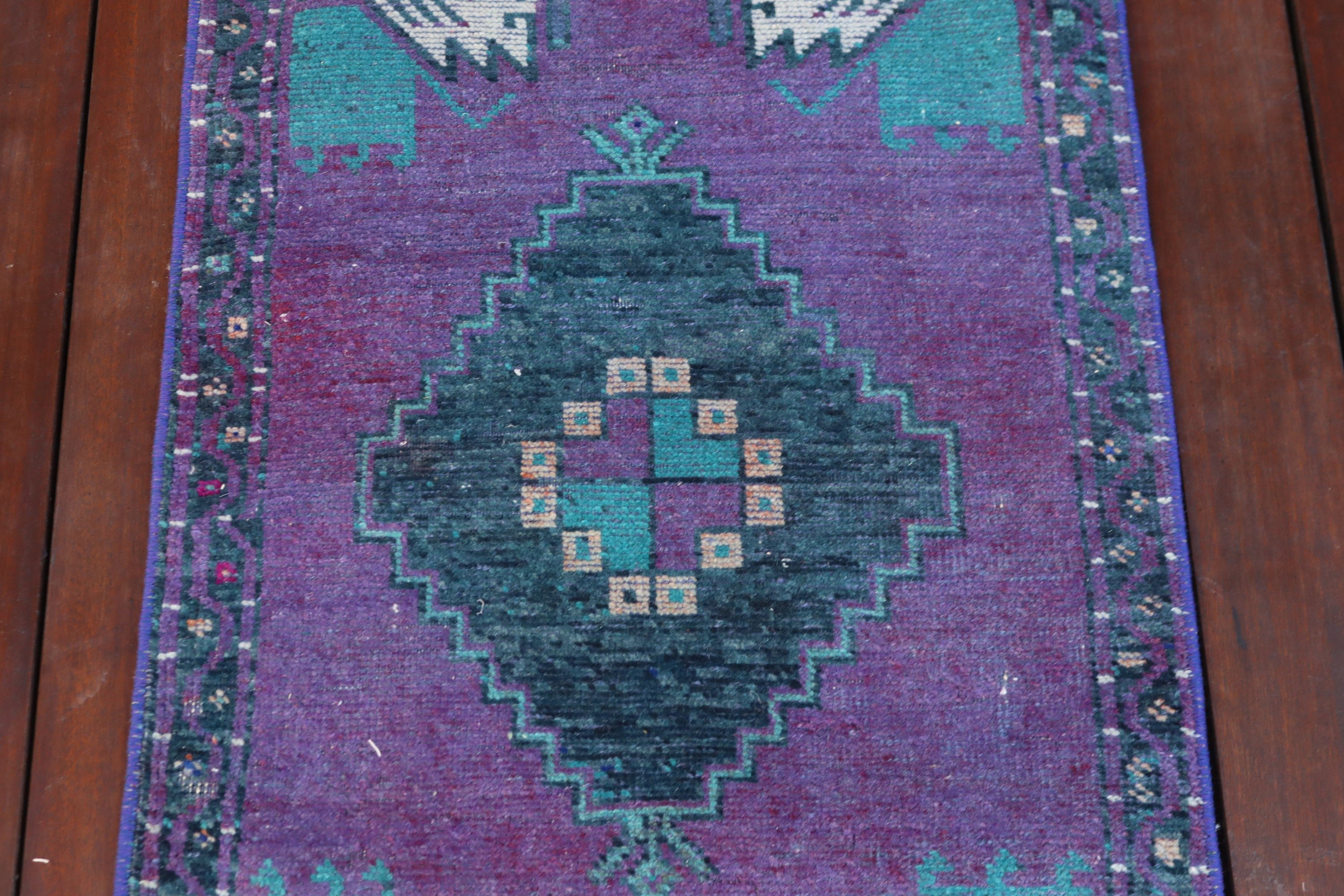 Anadolu Halıları, Türk Halısı, Geometrik Halılar, Giriş Halısı, Duvara Asılı Halı, Mor Mutfak Halıları, Boho Halısı, Vintage Halı, 1.7x3.8 ft Küçük Halılar