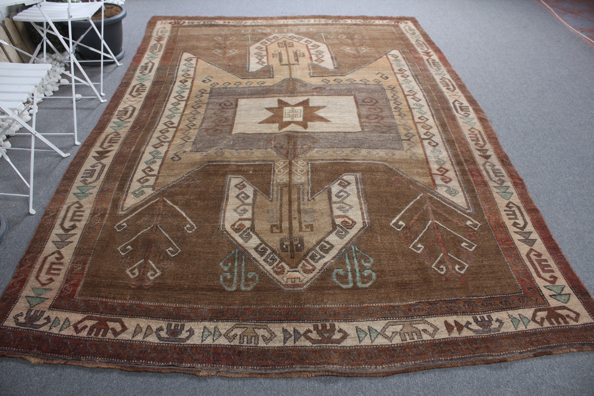 Bedroom Rug, Turkish Rugs, Brown Anatolian Rug, Floor Rug, Home Decor Rugs, Rugs for Salon, 7x10 ft Large Rug, Vintage Rugs, Salon Rugs