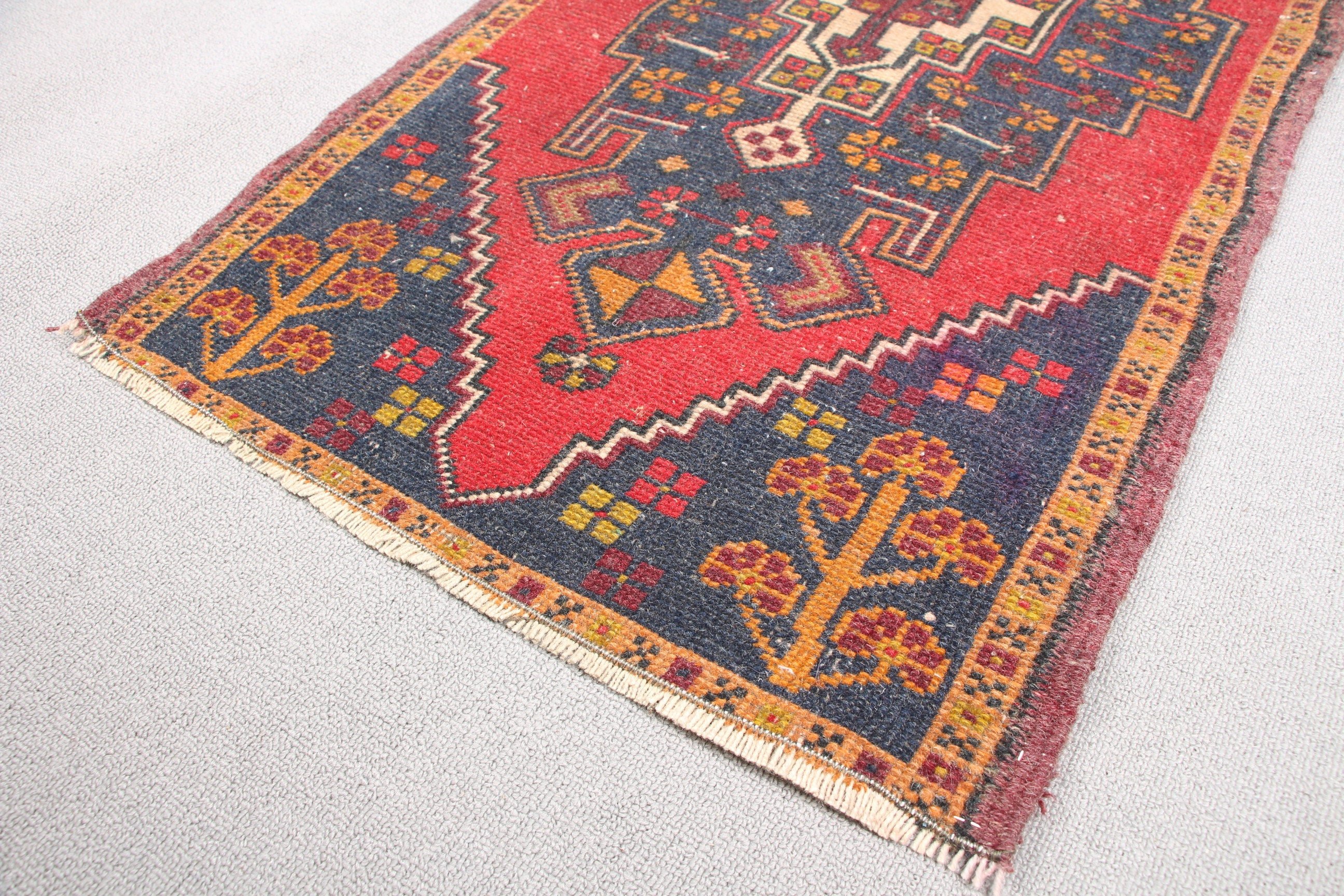 Anatolian Rugs, Red Floor Rug, 1.8x3.5 ft Small Rugs, Vintage Rug, Floor Rugs, Door Mat Rug, Rugs for Nursery, Turkish Rugs, Bedroom Rug