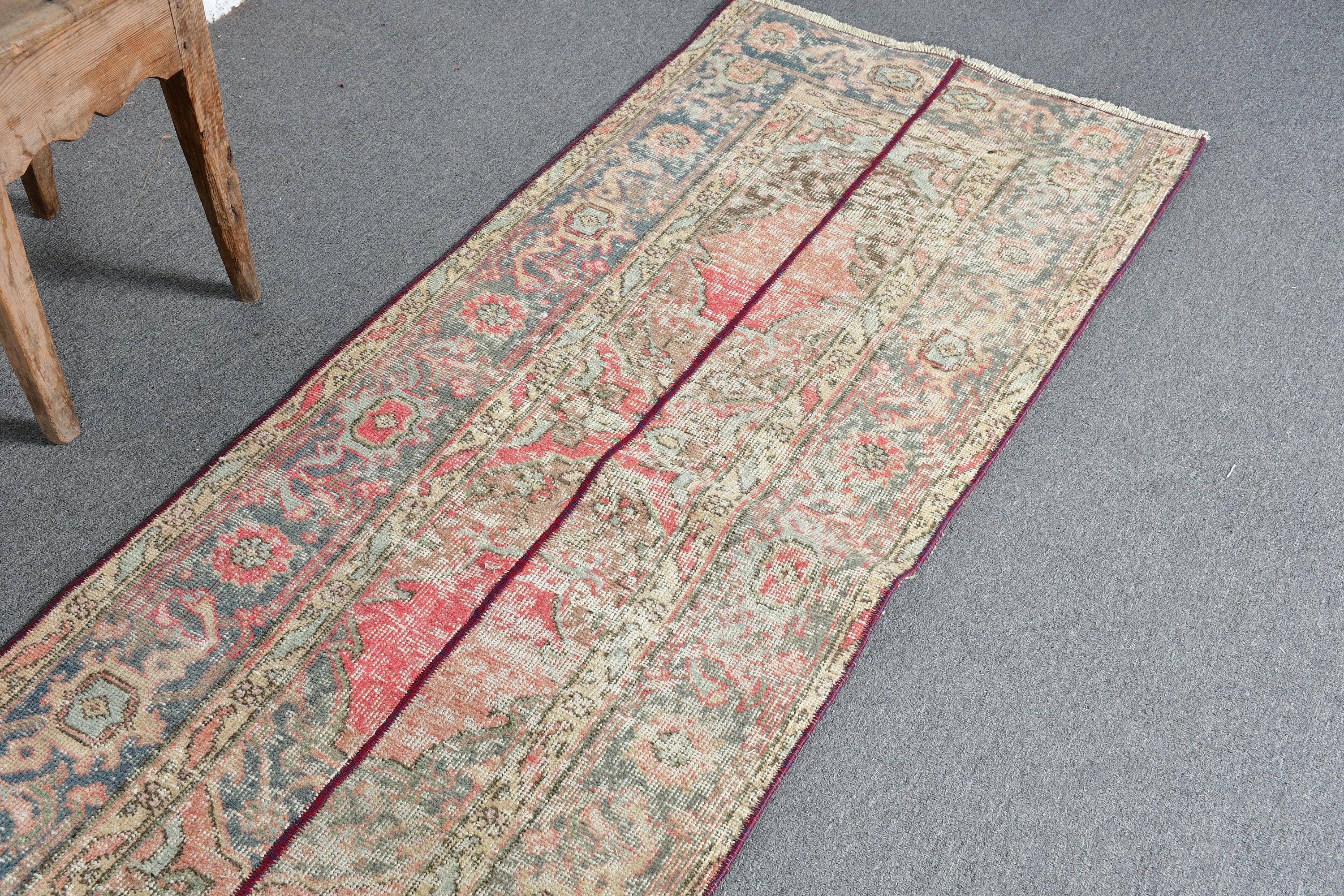 Corridor Rug, Red Kitchen Rugs, Wool Rugs, Vintage Rug, Rugs for Kitchen, Moroccan Rug, Hallway Rug, Turkish Rug, 2.3x12.8 ft Runner Rug