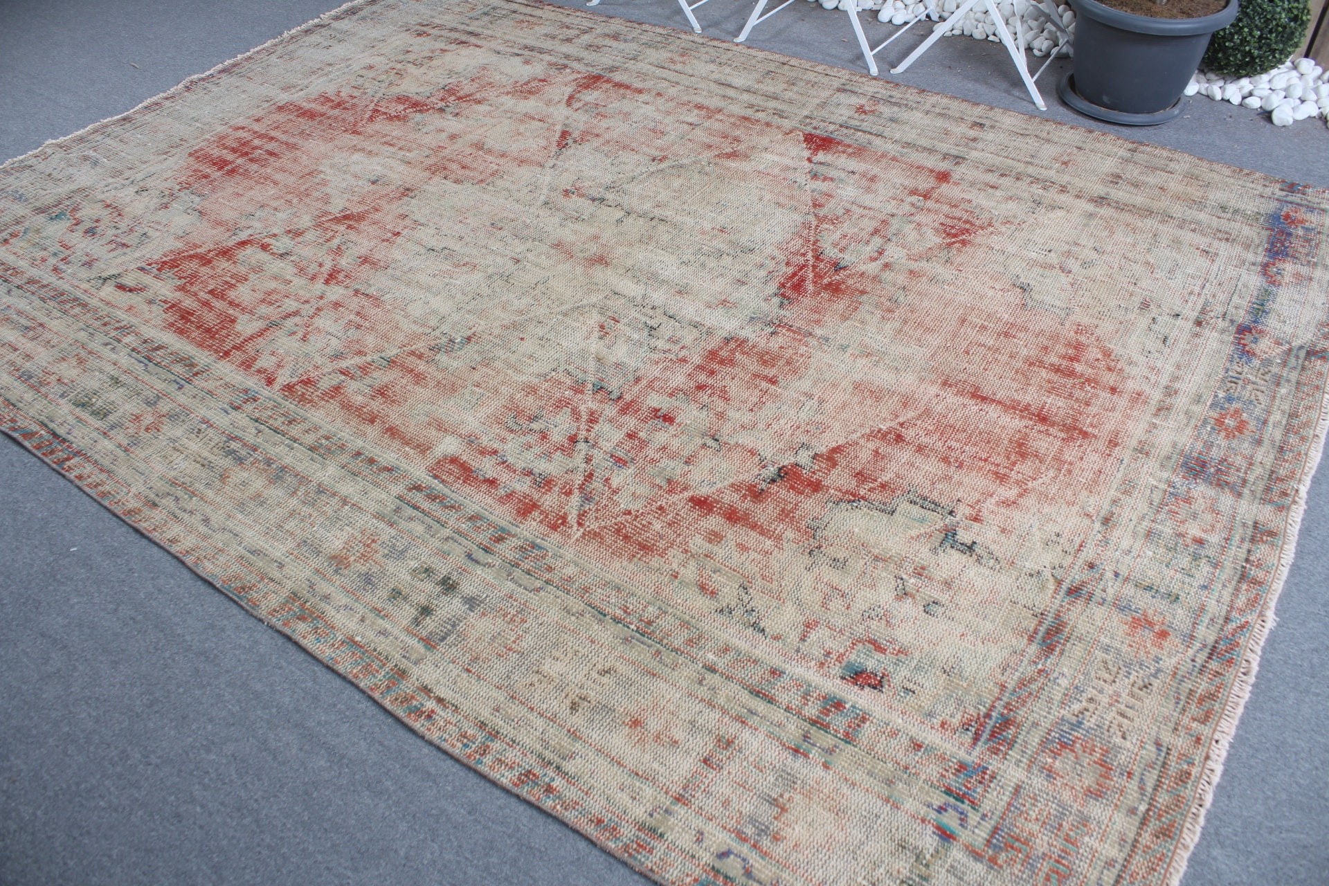 Vintage Rug, Home Decor Rug, Living Room Rug, Salon Rug, Aesthetic Rugs, Red Home Decor Rugs, Turkish Rug, Cool Rugs, 6.8x9.7 ft Large Rugs