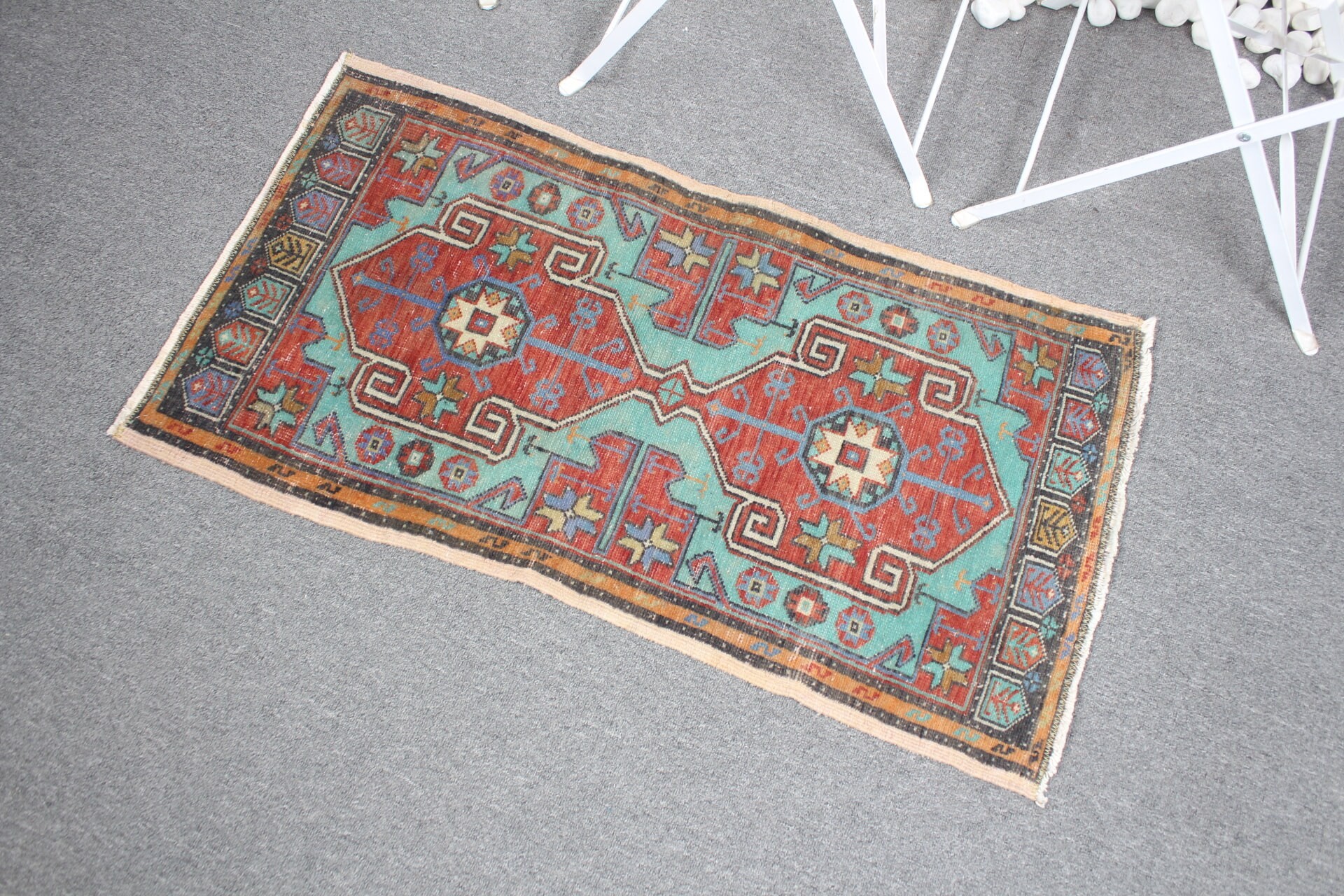 1.7x3.3 ft Küçük Halı, Yatak Odası Halıları, Vintage Halılar, Araba Paspas Halısı, Kırmızı Yün Halı, Antika Halı, Oryantal Halı, Türk Halısı, Çocuk Halısı