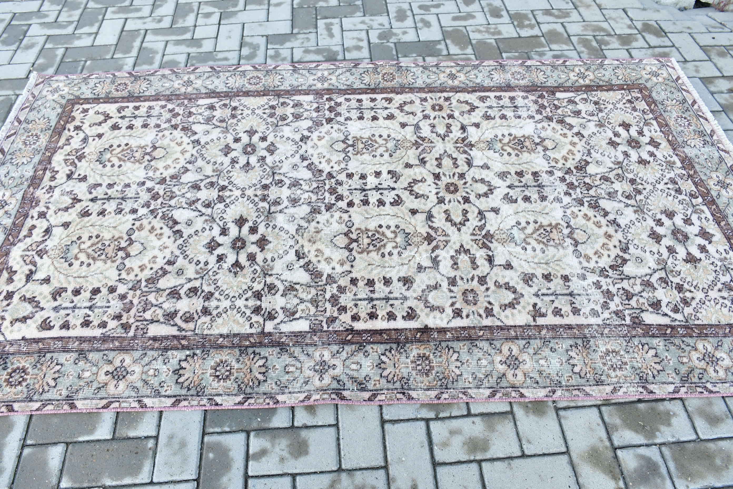 Beige Cool Rugs, Nursery Rug, Living Room Rugs, Moroccan Rug, 4.4x8 ft Area Rug, Turkish Rug, Rugs for Kitchen, Vintage Rug