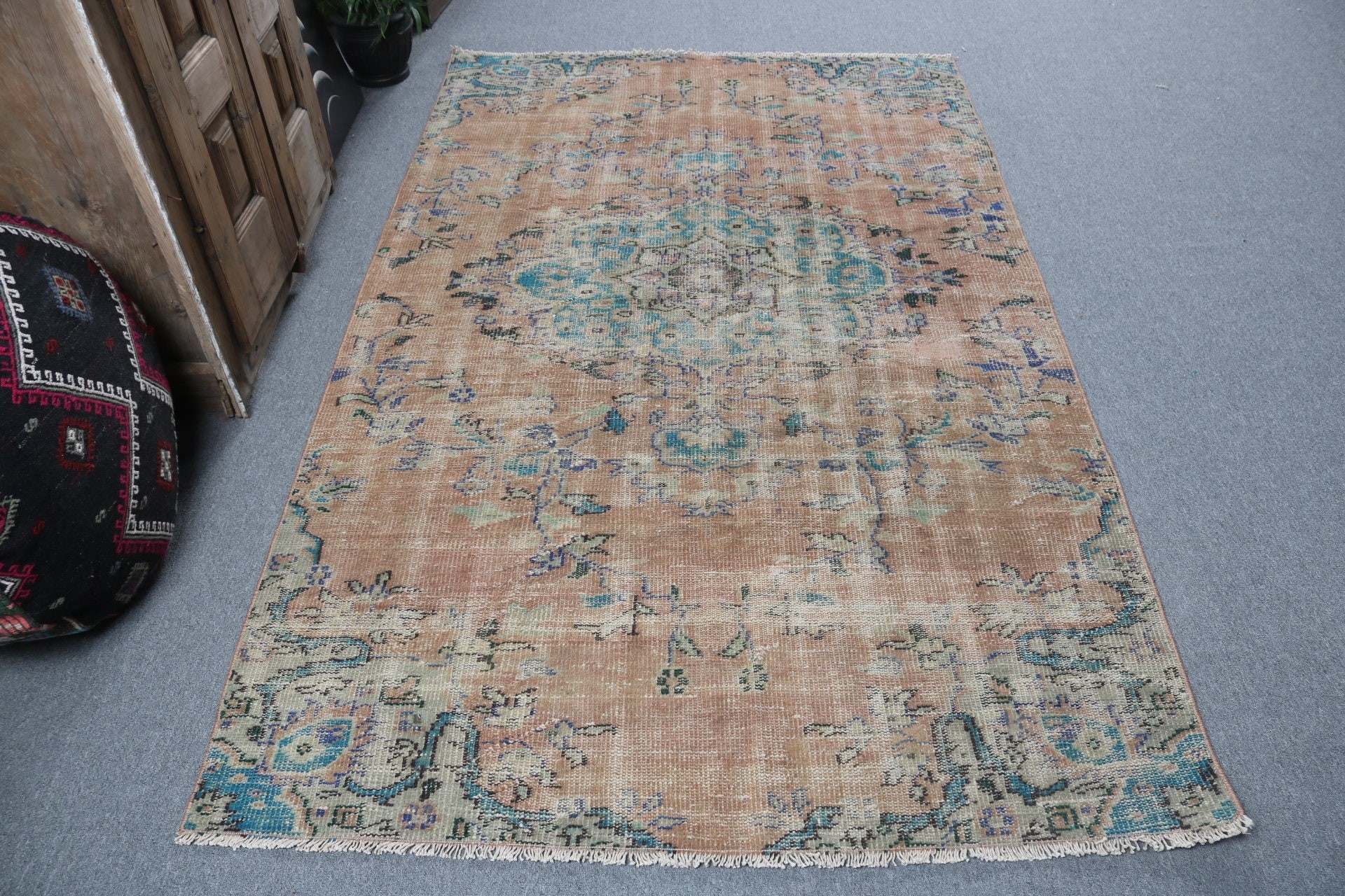 Rugs for Area, Turkish Rug, 4.6x7.7 ft Area Rugs, Bedroom Rug, Vintage Rug, Vintage Area Rugs, Brown Wool Rugs, Handwoven Rugs, Indoor Rug