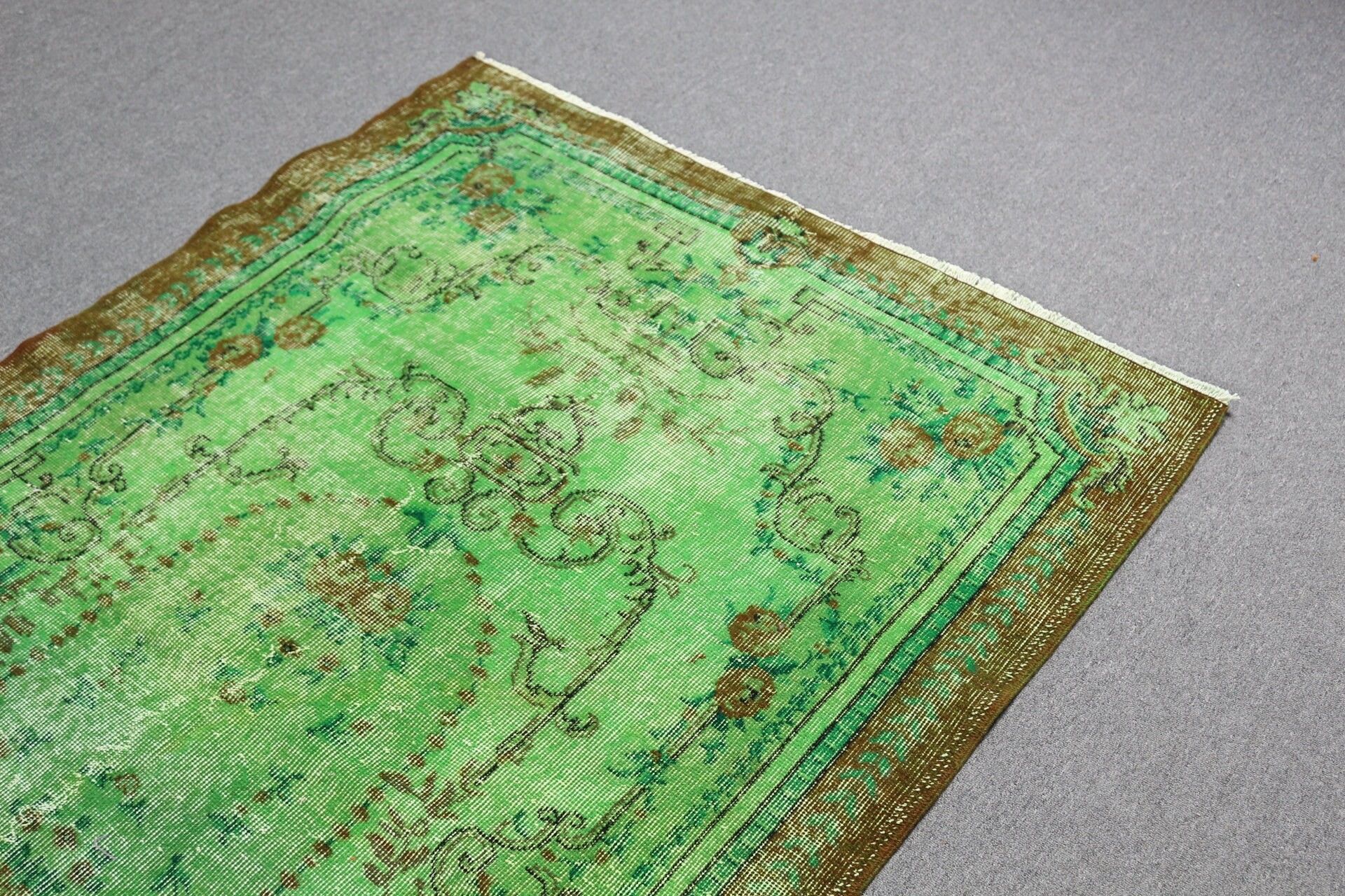 Retro Rugs, Turkish Rugs, Dining Room Rugs, Antique Rug, Living Room Rug, Green Oushak Rug, 4.1x7 ft Area Rug, Vintage Rug