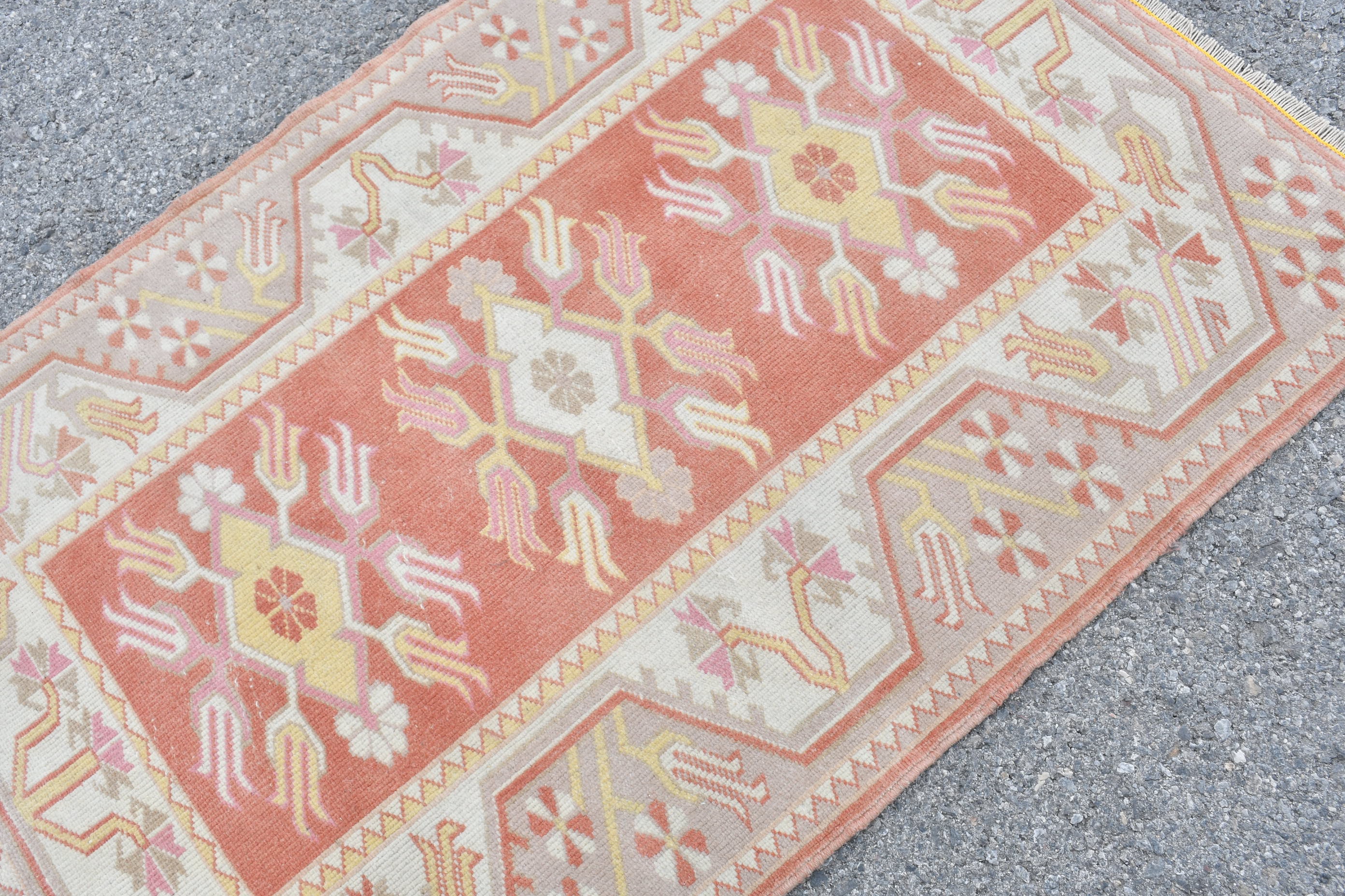Pink Oushak Rug, Vintage Rugs, Oushak Rugs, Rugs for Kitchen, Wall Hanging Rugs, 2.9x4.2 ft Small Rug, Wool Rug, Kitchen Rugs, Turkish Rug