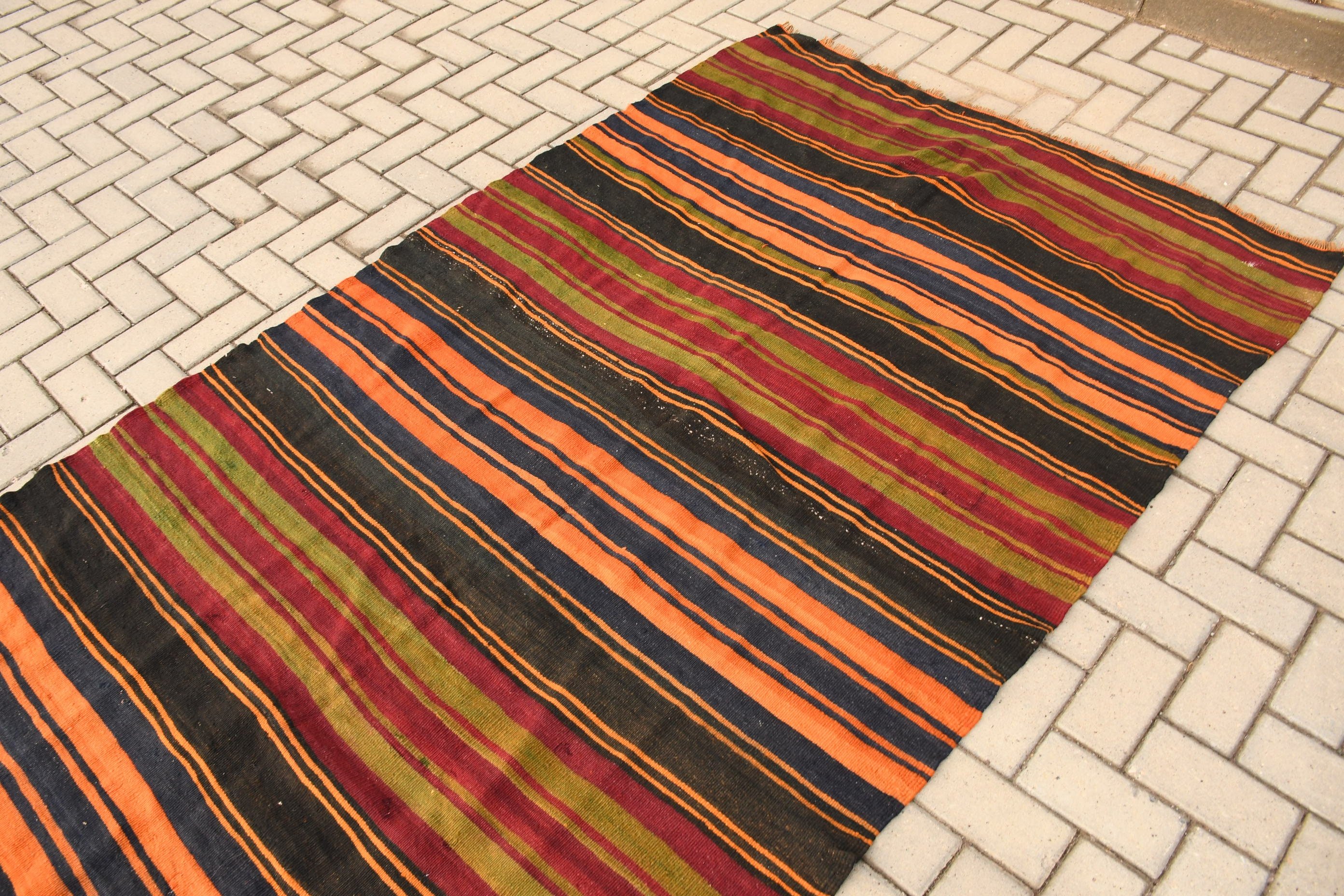 Turuncu Yer Halısı, Koridor Halıları, Yurt Halısı, Havalı Halılar, Türk Halısı, Merdiven Halısı, Kilim, Vintage Halı, 4.6x13 ft Runner Halısı