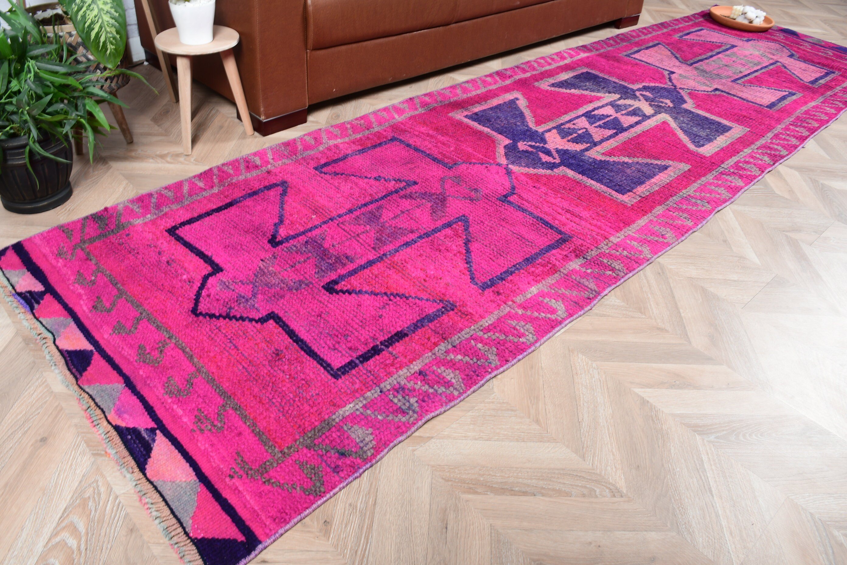 Tasarımcı Halı, Ev Dekorasyonu Halısı, Pembe Antika Halılar, Koridor Halısı, Türk Halısı, 3x11.2 ft Runner Halısı, Vintage Halı, Koridor Halısı, Oryantal Halı