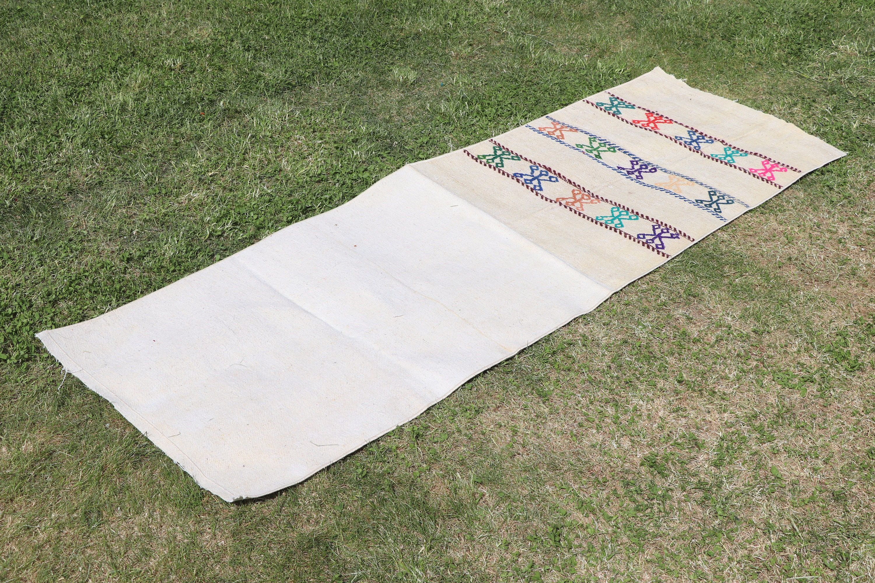 Antique Rugs, Beni Ourain Runner Rug, Turkish Rugs, Boho Rug, Kilim, Vintage Rug, Beige Bedroom Rugs, 1.9x6 ft Runner Rug, Long Runner Rugs