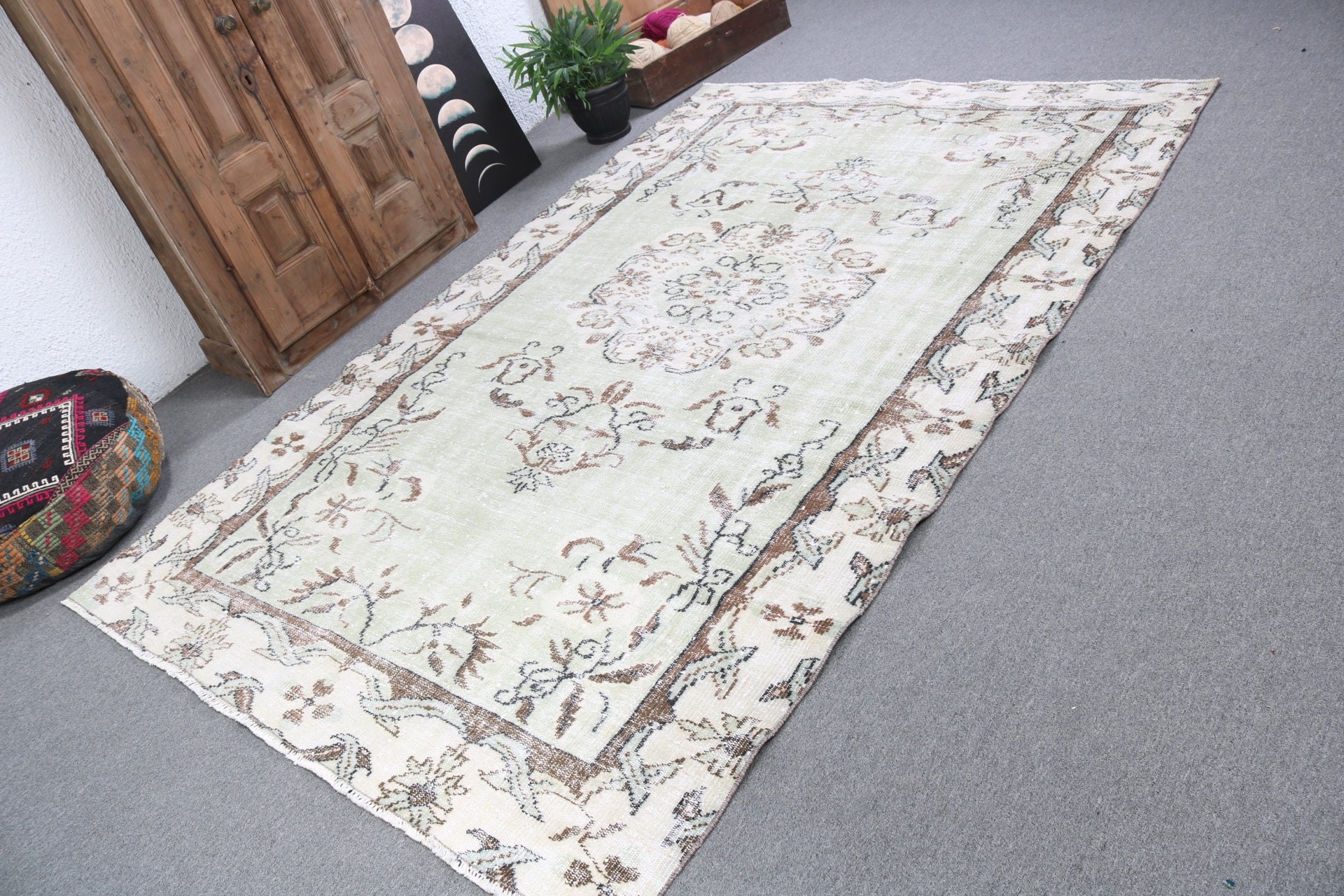 5.6x8.5 ft Büyük Halılar, Yemek Odası Halıları, Vintage Halı, Yer Halıları, Yeşil Yün Halı, Dış Mekan Halısı, Antika Halılar, Oturma Odası Halıları, Türk Halısı