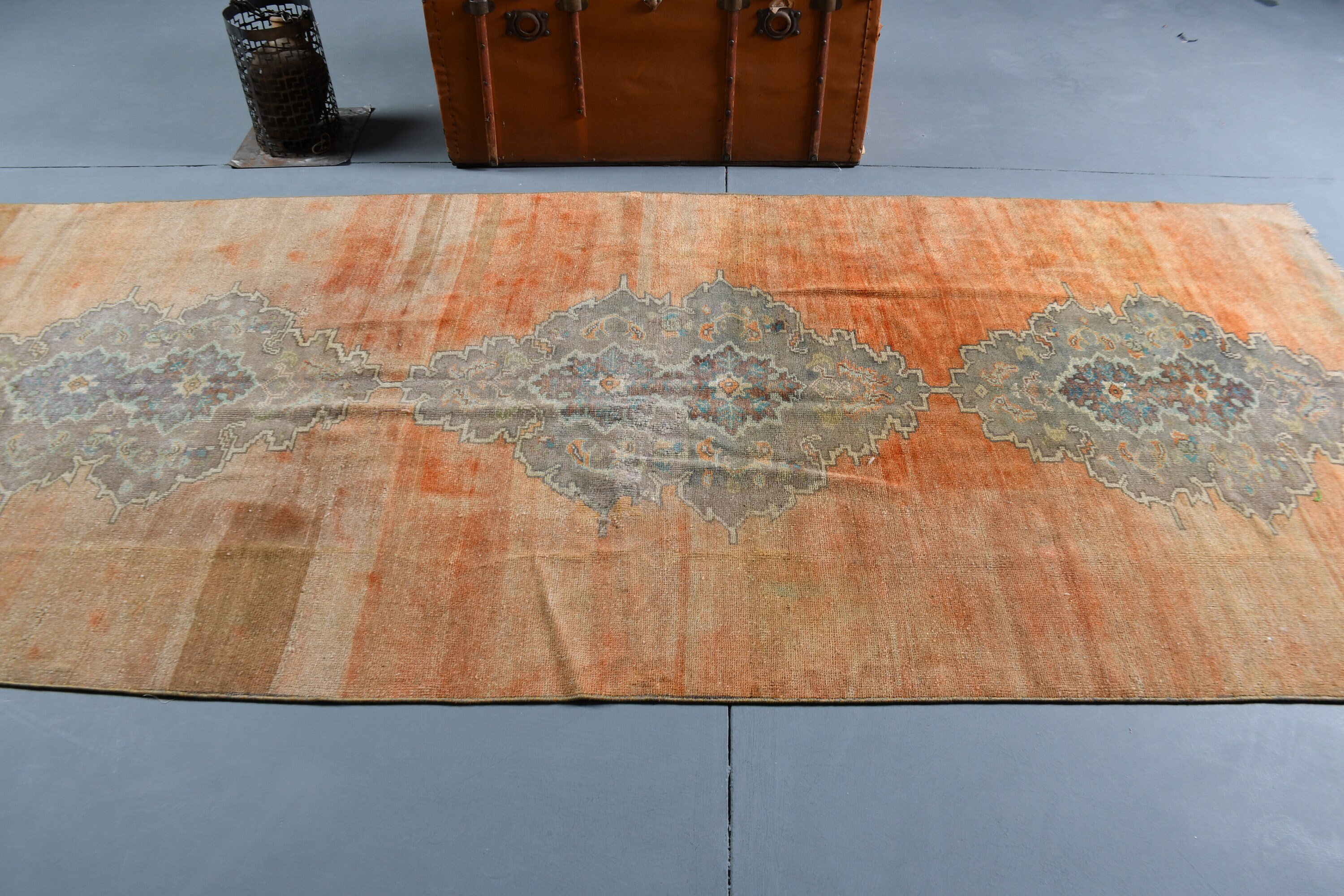 Living Room Rug, Turkish Rugs, Turkey Rug, Vintage Rugs, Oushak Rug, Rugs for Living Room, Colorful Rug, 4.3x10.4 ft Large Rugs, Salon Rugs