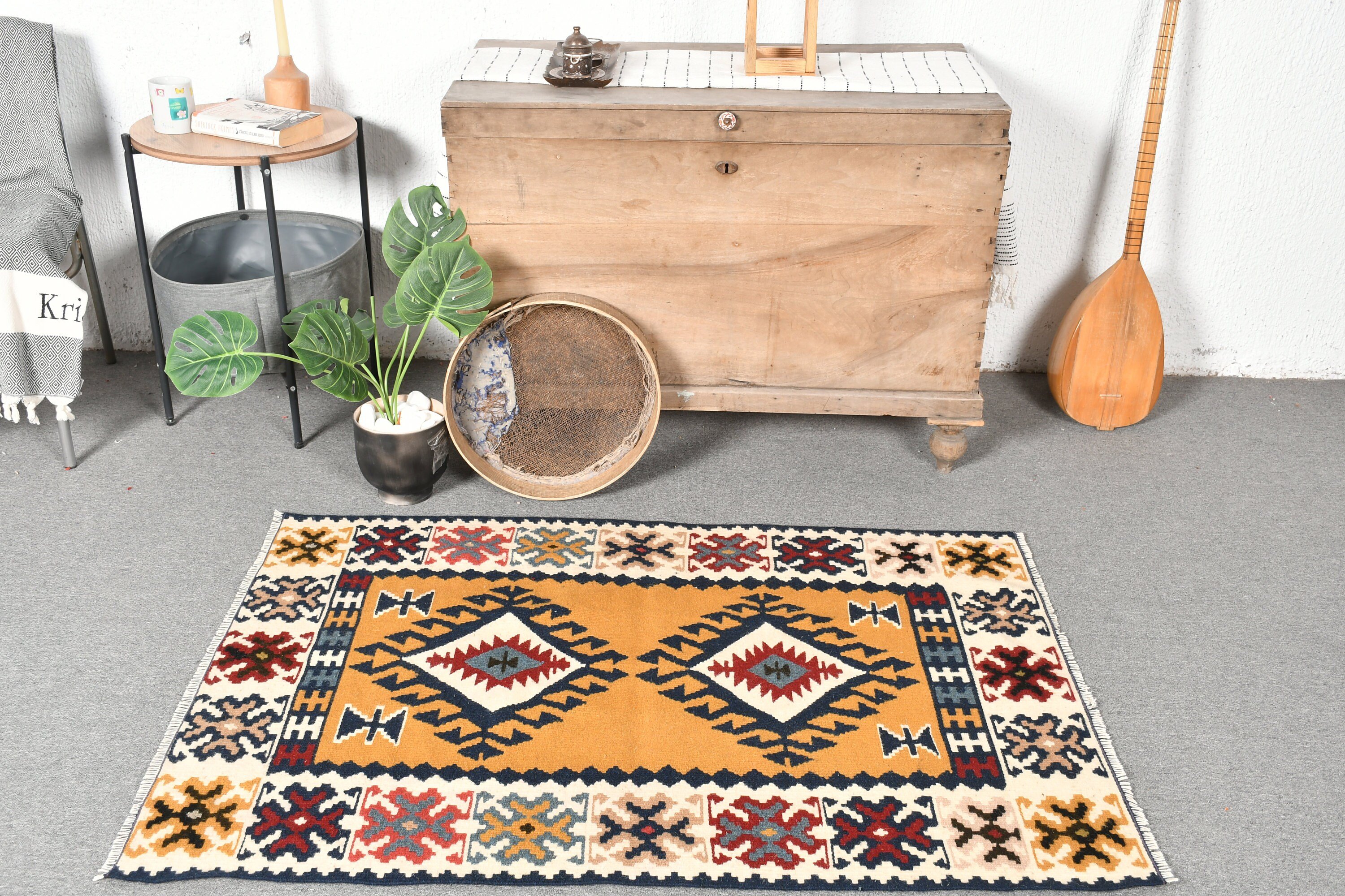 Wall Hanging Rugs, White Bedroom Rug, Turkish Rugs, Cool Rug, Vintage Rug, 3.1x4.5 ft Small Rugs, Door Mat Rug, Kilim