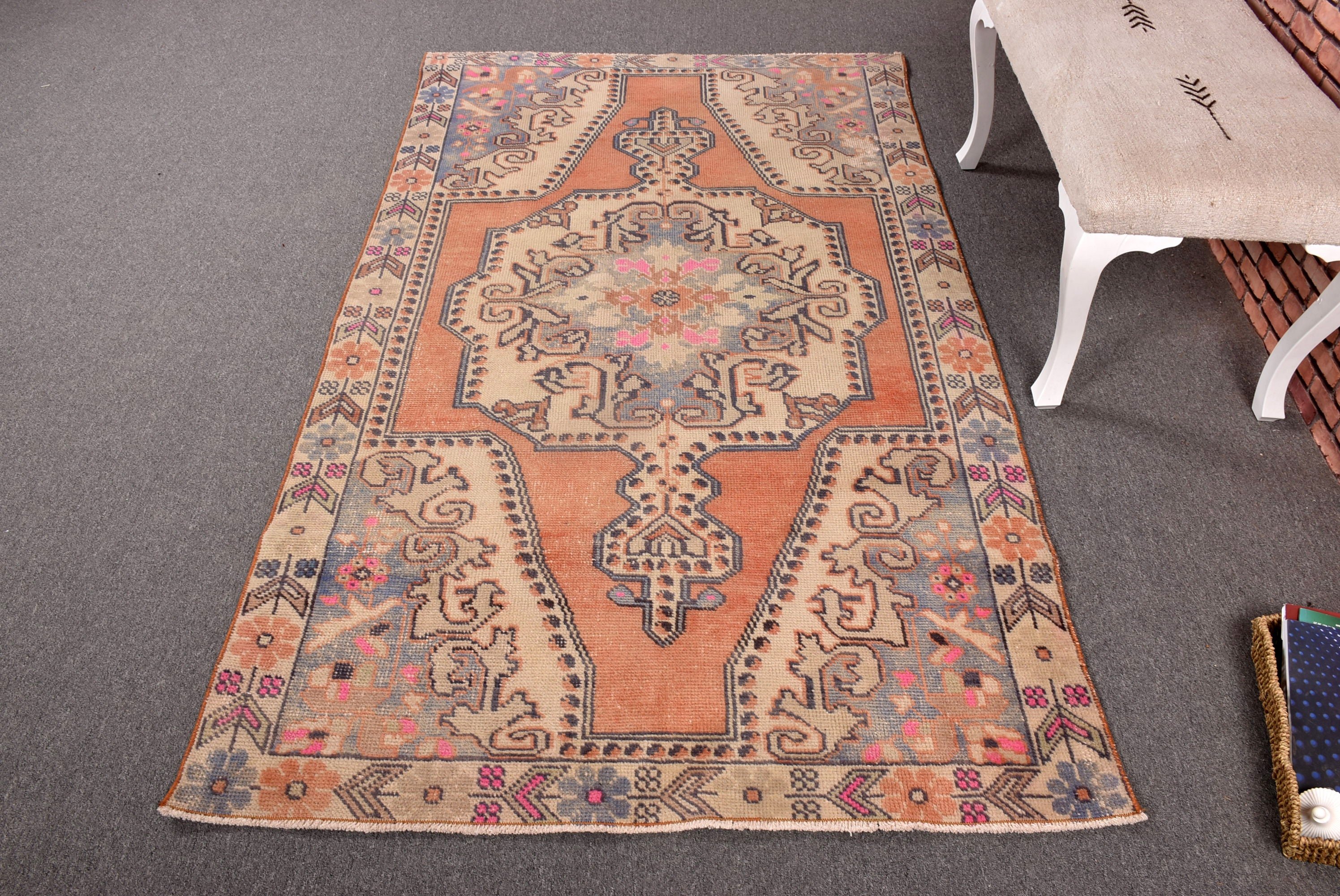 Turkish Rugs, Rugs for Oushak Area, 4.1x7.1 ft Area Rug, Oriental Rug, Statement Rug, Vintage Rug, Dining Room Rugs, Beige Modern Rug