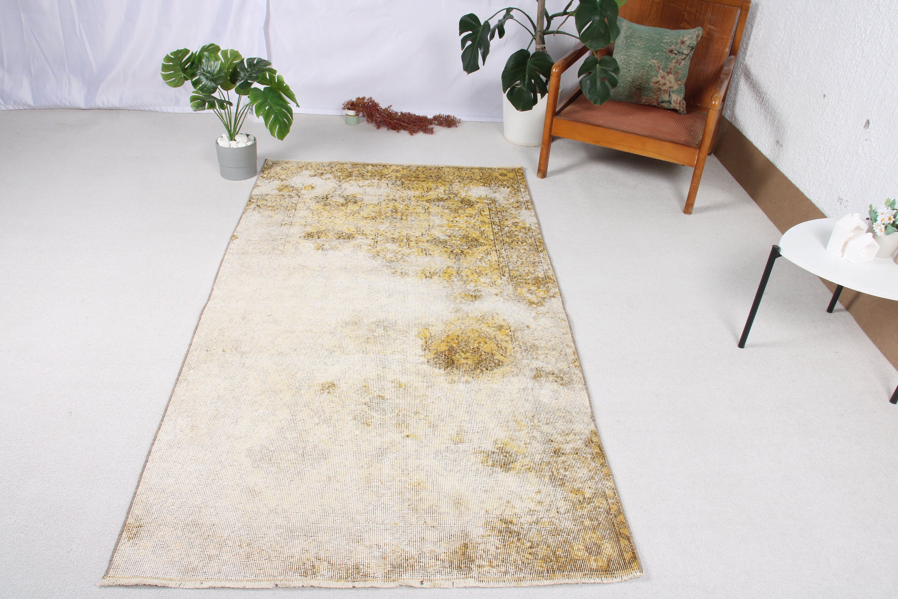 Vintage Rugs, Office Rug, Yellow Cool Rugs, Vintage Area Rugs, Kitchen Rugs, 3.7x6.8 ft Area Rugs, Indoor Rug, Turkish Rugs, Flatweave Rugs