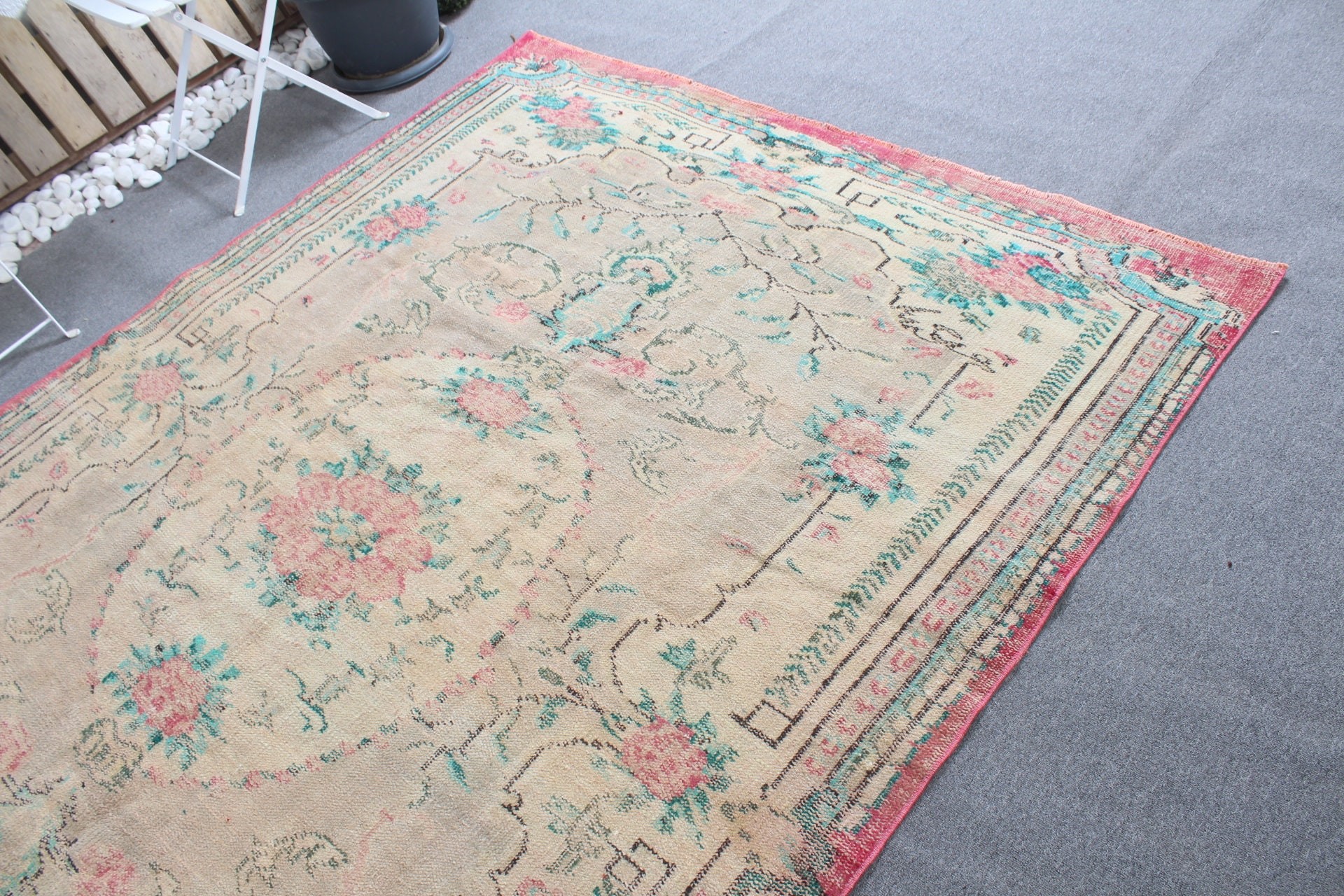 Dining Room Rug, Vintage Rug, Antique Rug, Bedroom Rug, Floor Rug, Hand Woven Rugs, Beige Oriental Rug, Turkish Rug, 6x9.2 ft Large Rugs