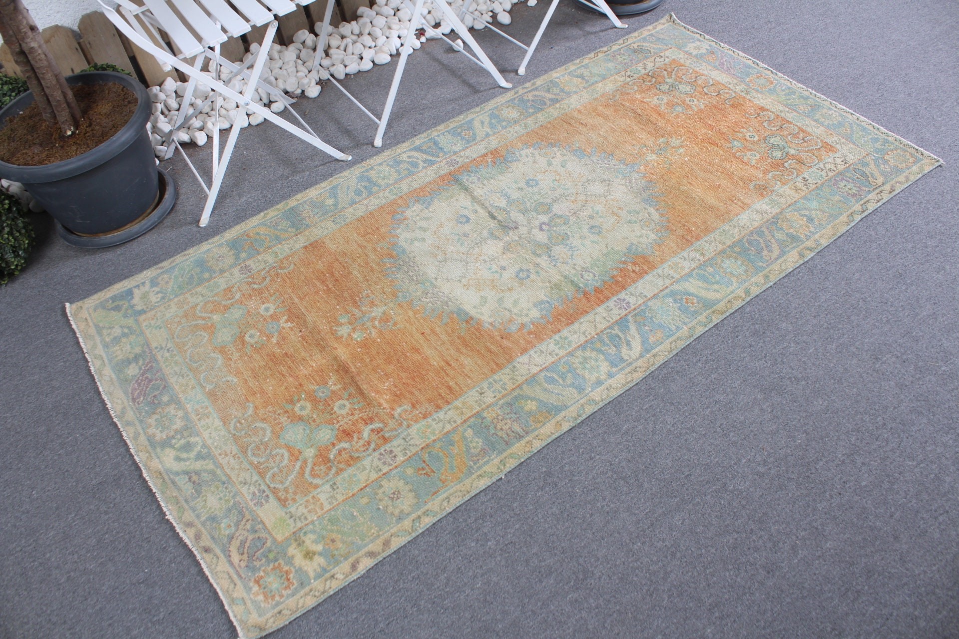 3.3x6.4 ft Accent Rug, Vintage Rugs, Bedroom Rug, Entry Rug, Orange Antique Rug, Turkish Rug, Rugs for Entry, Floor Rug, Kitchen Rug