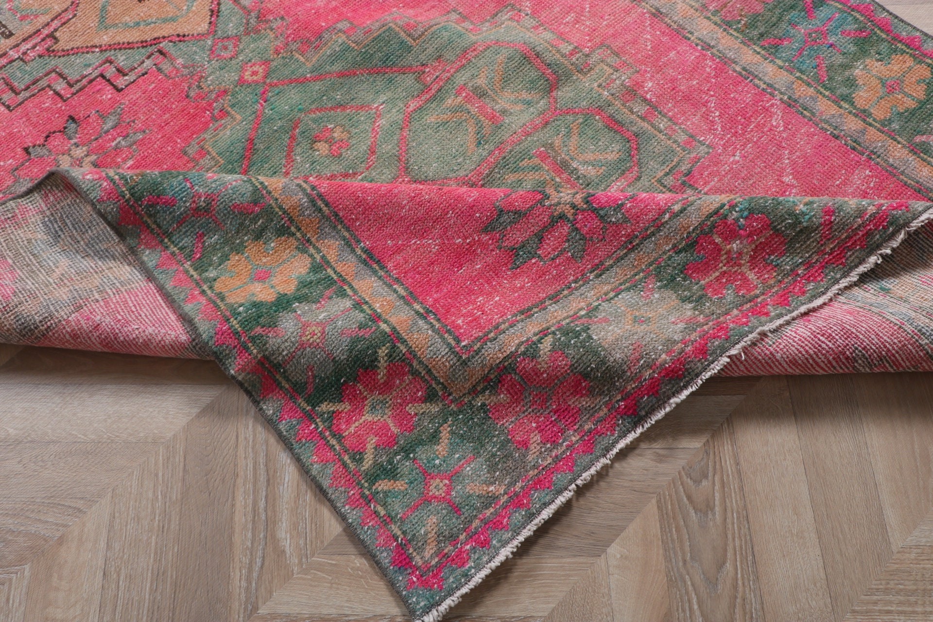 Pembe Havalı Halı, Boho Bölge Halıları, Vintage Halılar, Aztek Halıları, 3,8x8,2 ft Alan Halısı, Türk Halısı, Açıklama Halıları, Oturma Odası Halısı, Yatak Odası Halısı