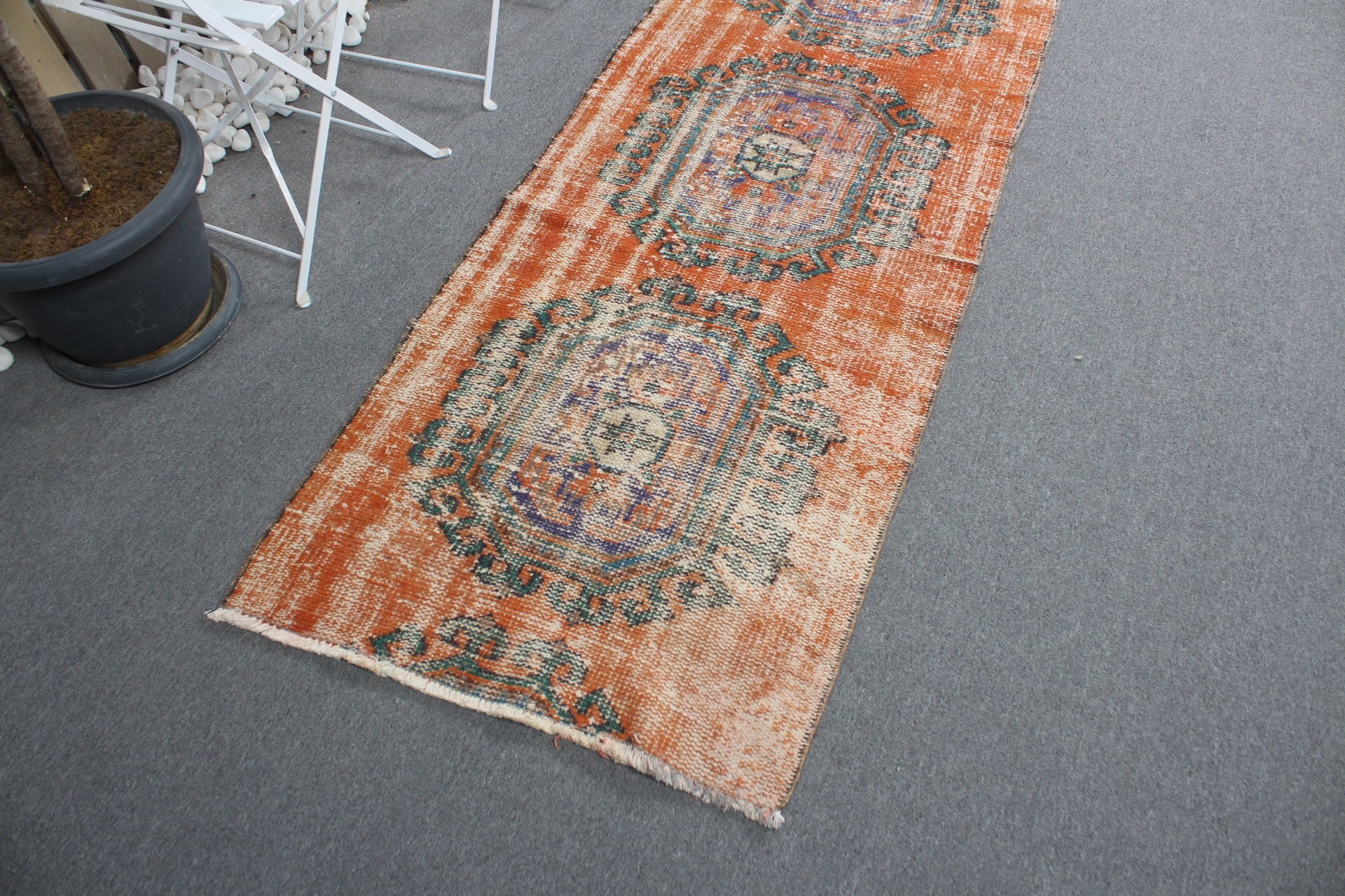 Orange Bedroom Rug, Stair Rug, 2.6x8.8 ft Runner Rug, Turkish Rug, Office Rugs, Anatolian Rug, Moroccan Rug, Kitchen Rugs, Vintage Rug