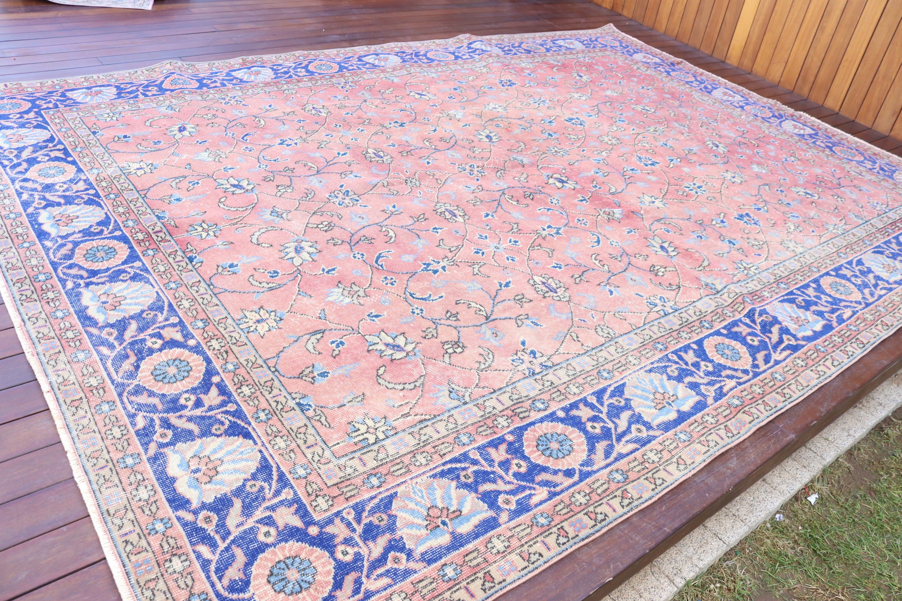 7.9x11.2 ft Büyük Boy Halılar, Vintage Halı, Büyük Boho Halı Halıları, Mutfak Halısı, Büyük Boy Türk Halıları, Lüks Halılar, Türk Halıları, Kırmızı Oushak Halıları